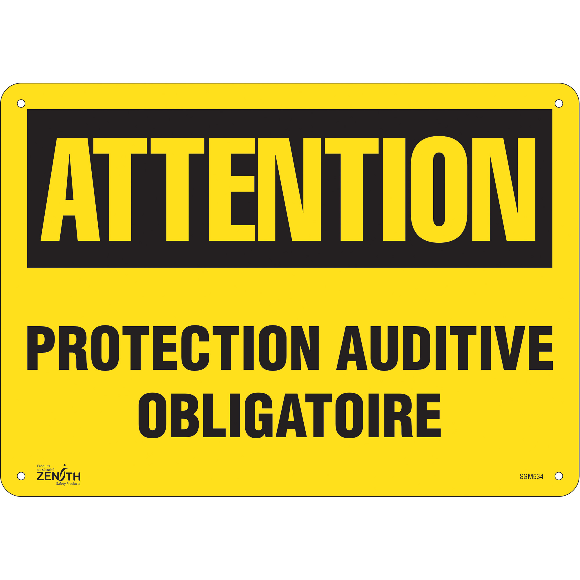 Enseigne «Protection Auditive Obligatoire», 10" x 14", Aluminium, Français