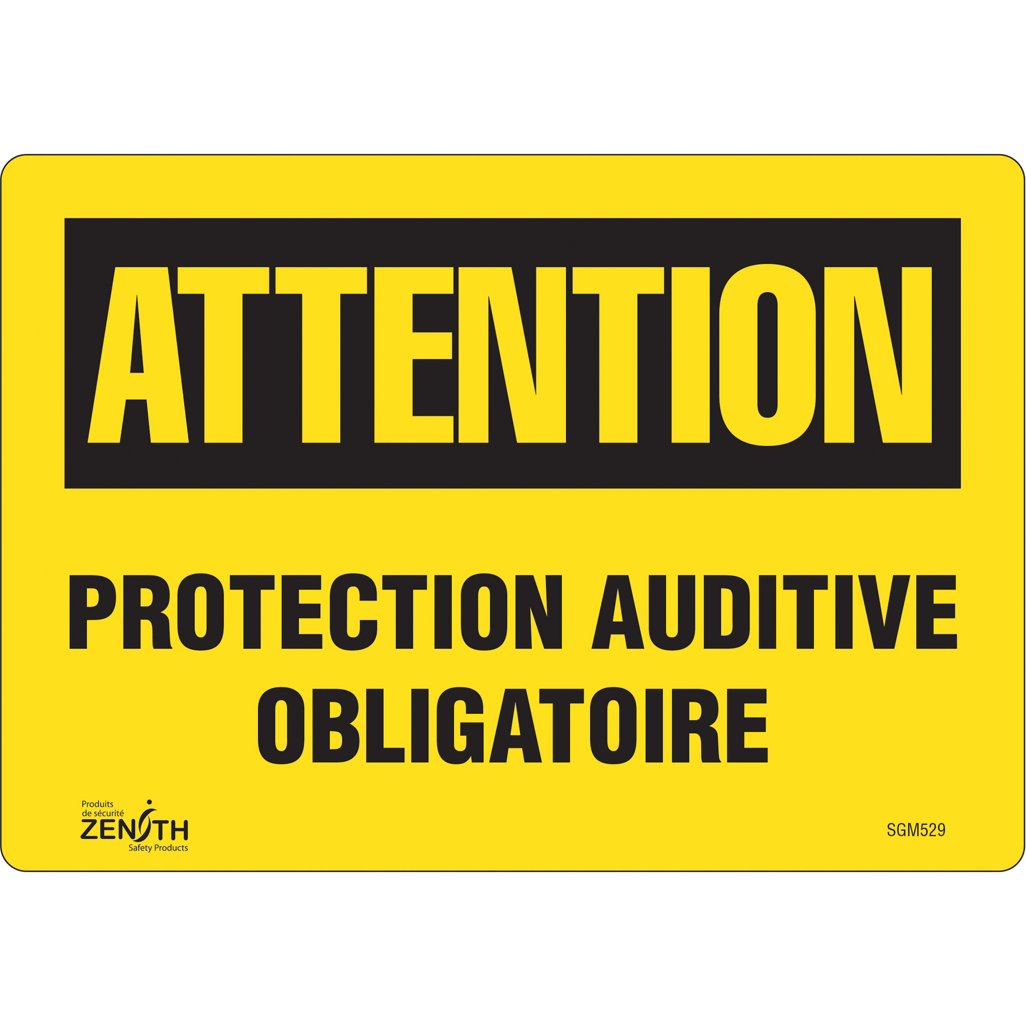 Enseigne «Protection Auditive Obligatoire», 7" x 10", Vinyle, Français