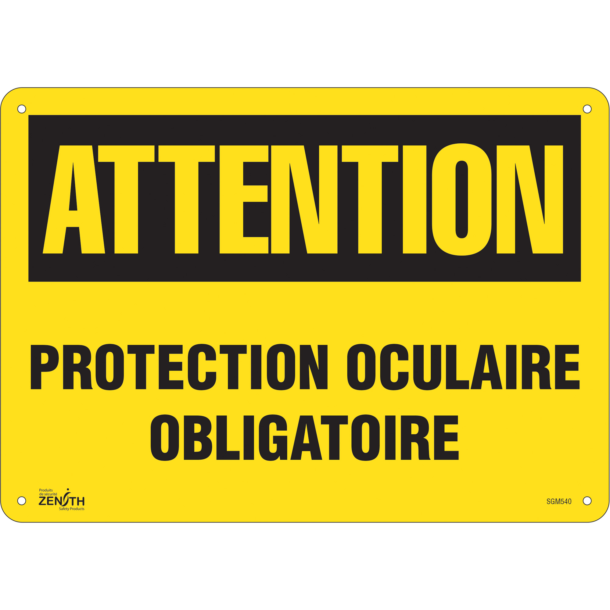 Enseigne «Protection Oculaire Obligatoire», 10" x 14", Aluminium, Français