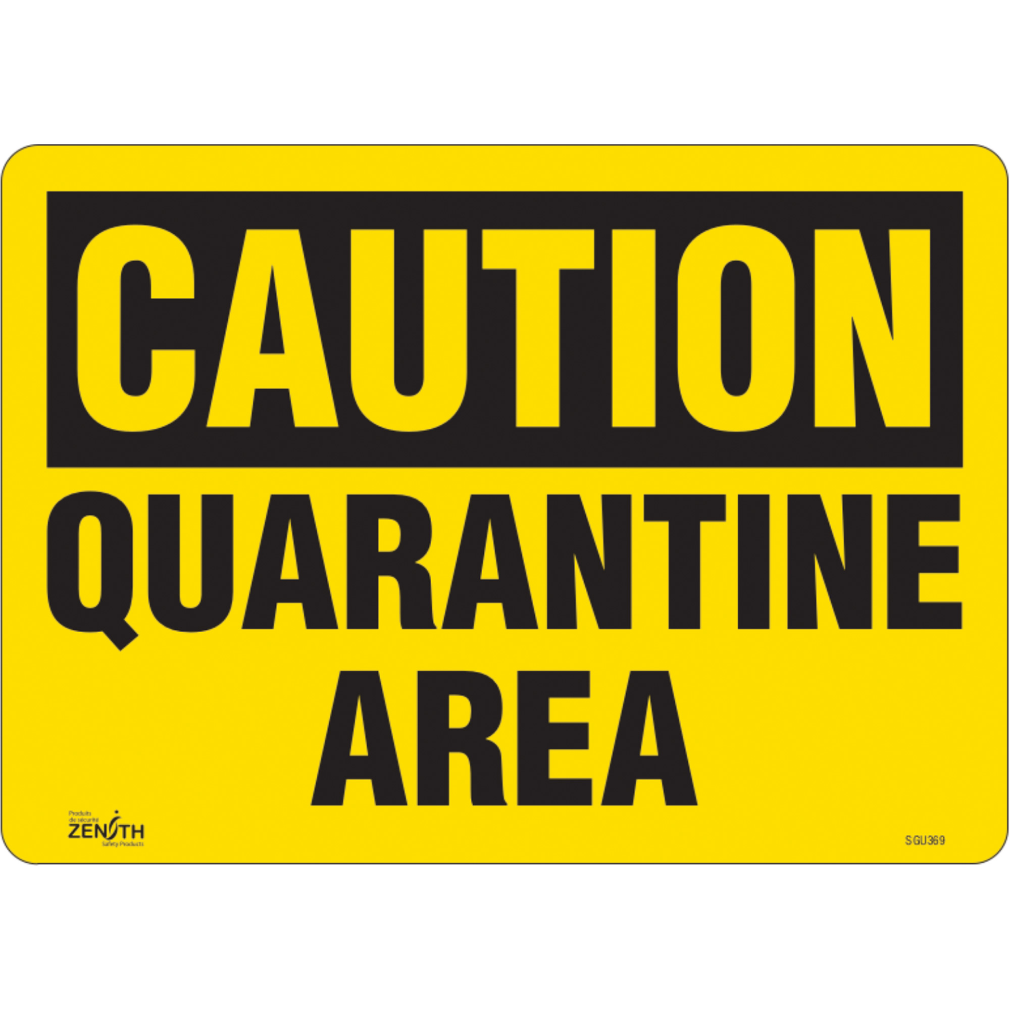 Enseigne « Quarantine Area », 10" x 14", Vinyle, Anglais