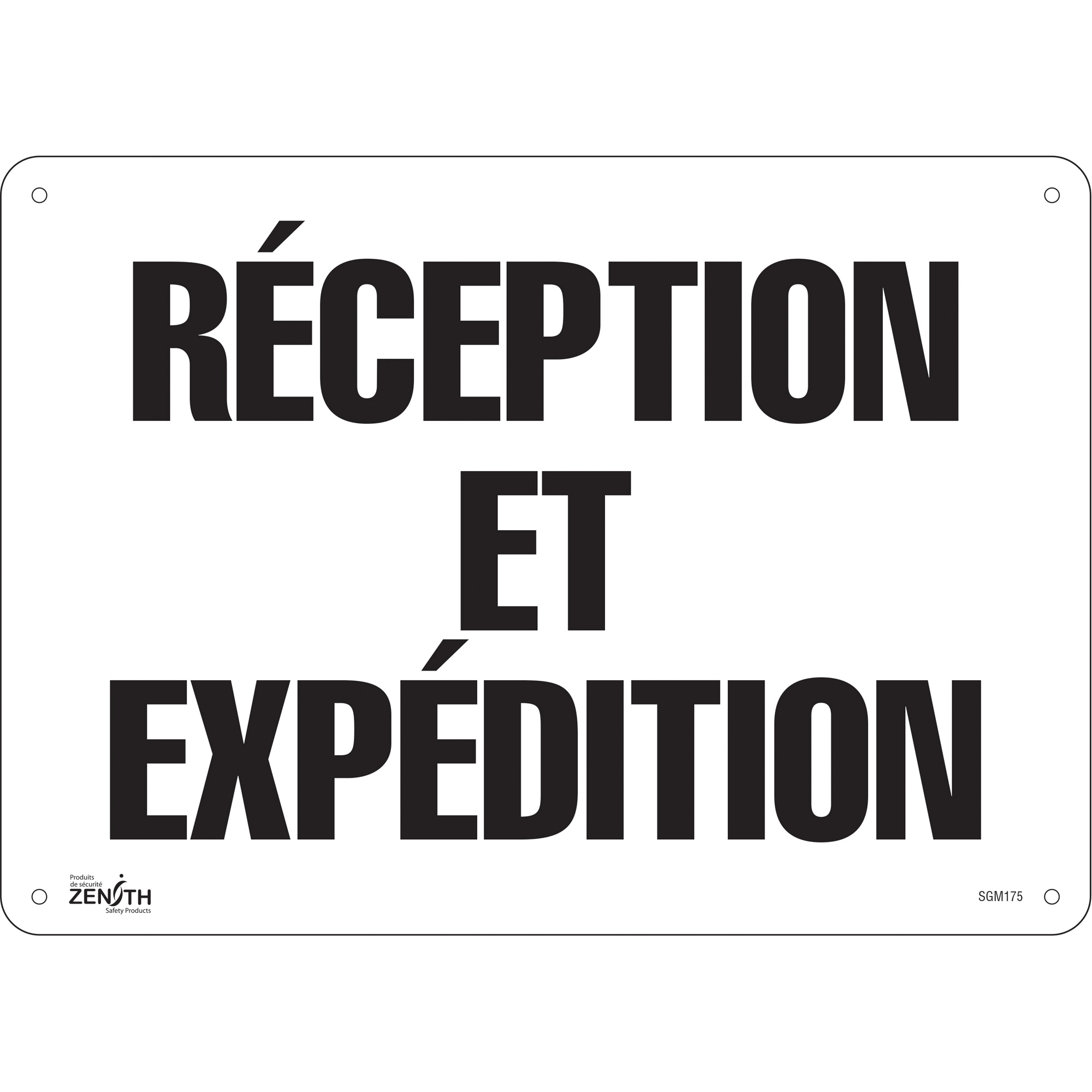 Enseigne «Réception et Expédition», 10" x 14", Plastique, Français