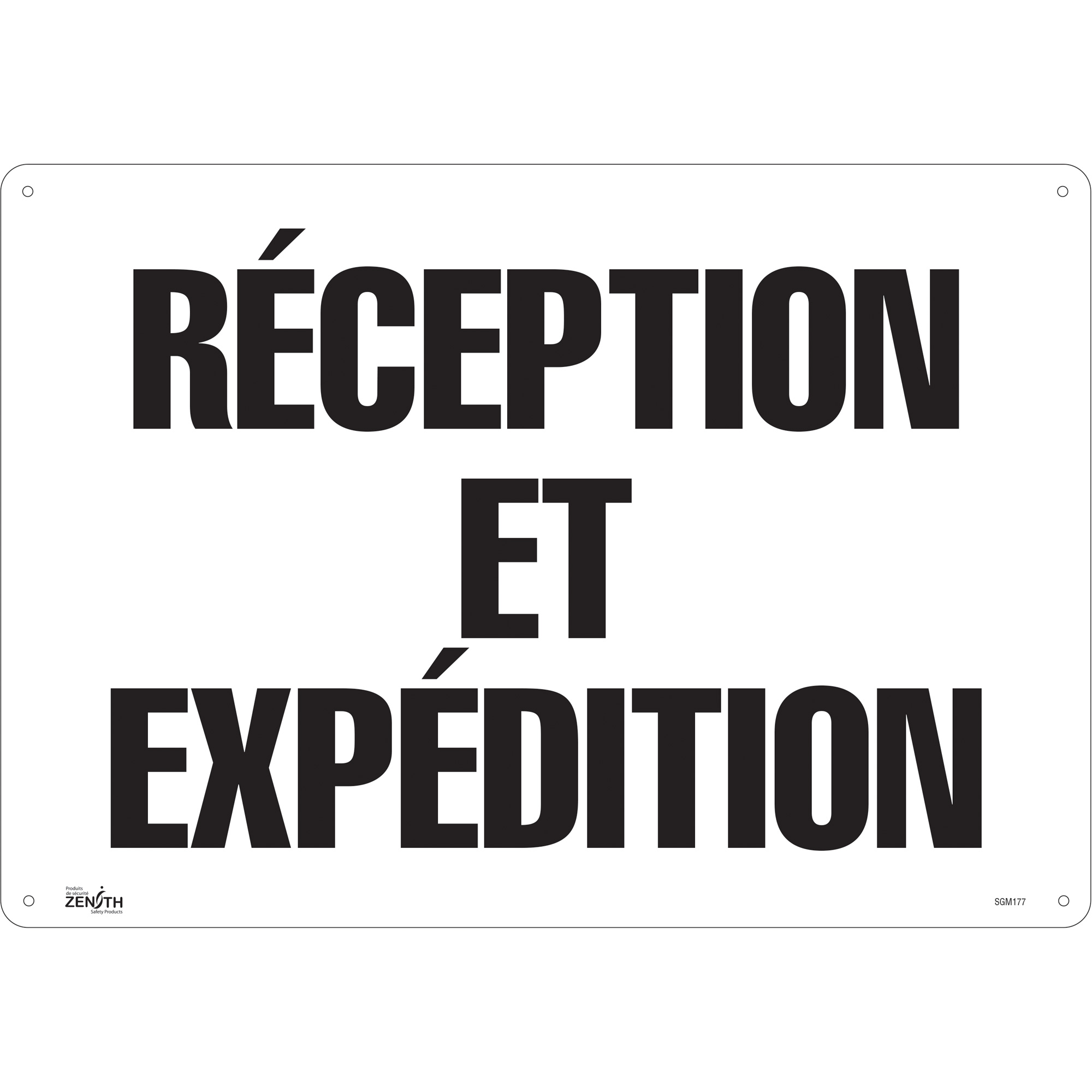 Enseigne «Réception et Expédition», 14" x 20", Plastique, Français
