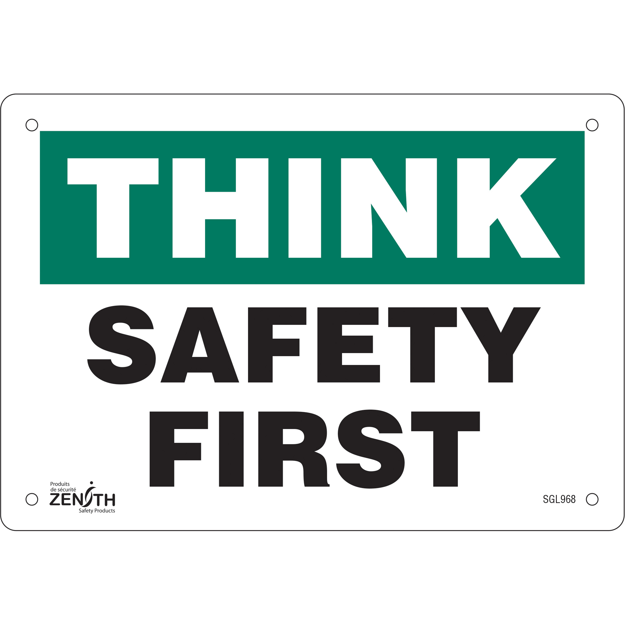 Enseigne «Safety First», 7" x 10", Plastique, Anglais