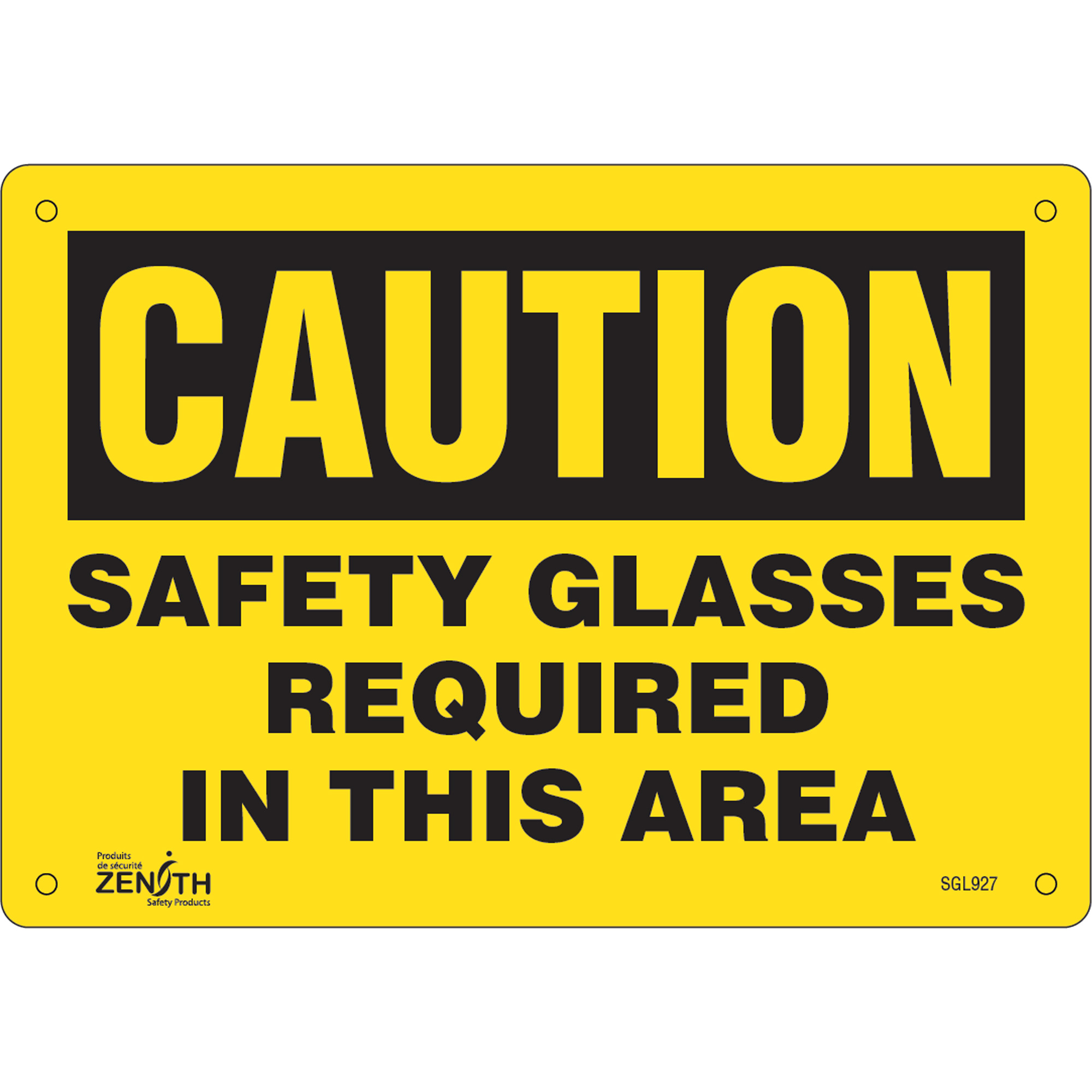 Enseigne «Safety Glasses Required», 7" x 10", Aluminium, Anglais