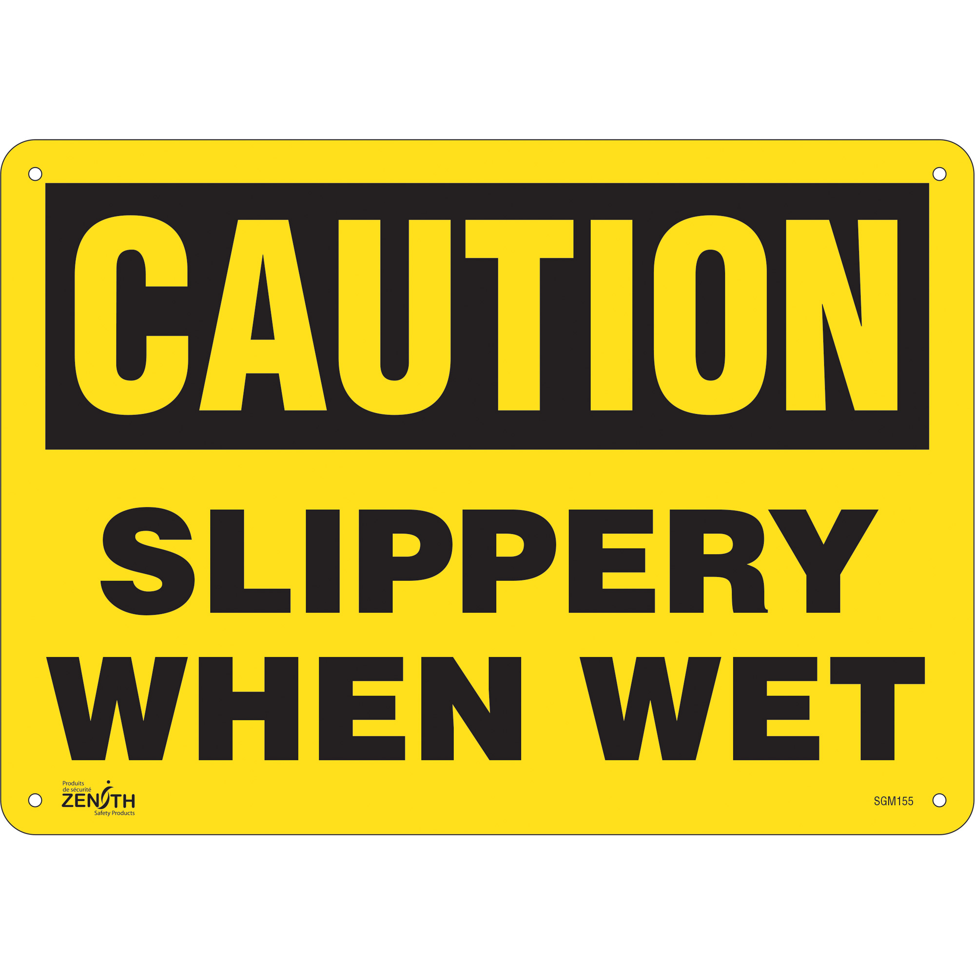 Enseigne «Slippery When Wet», 10" x 14", Plastique, Anglais