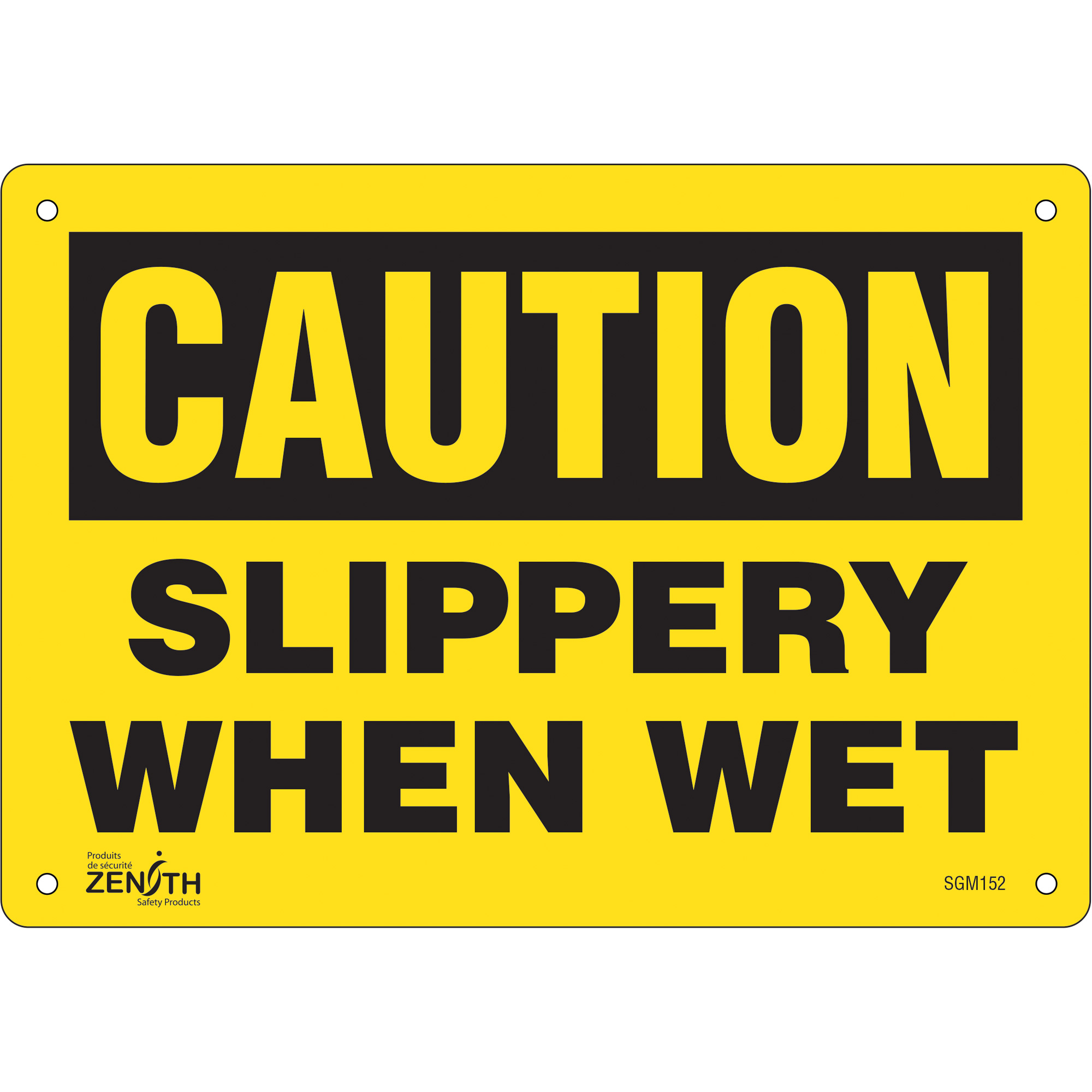 Enseigne «Slippery When Wet», 7" x 10", Plastique, Anglais