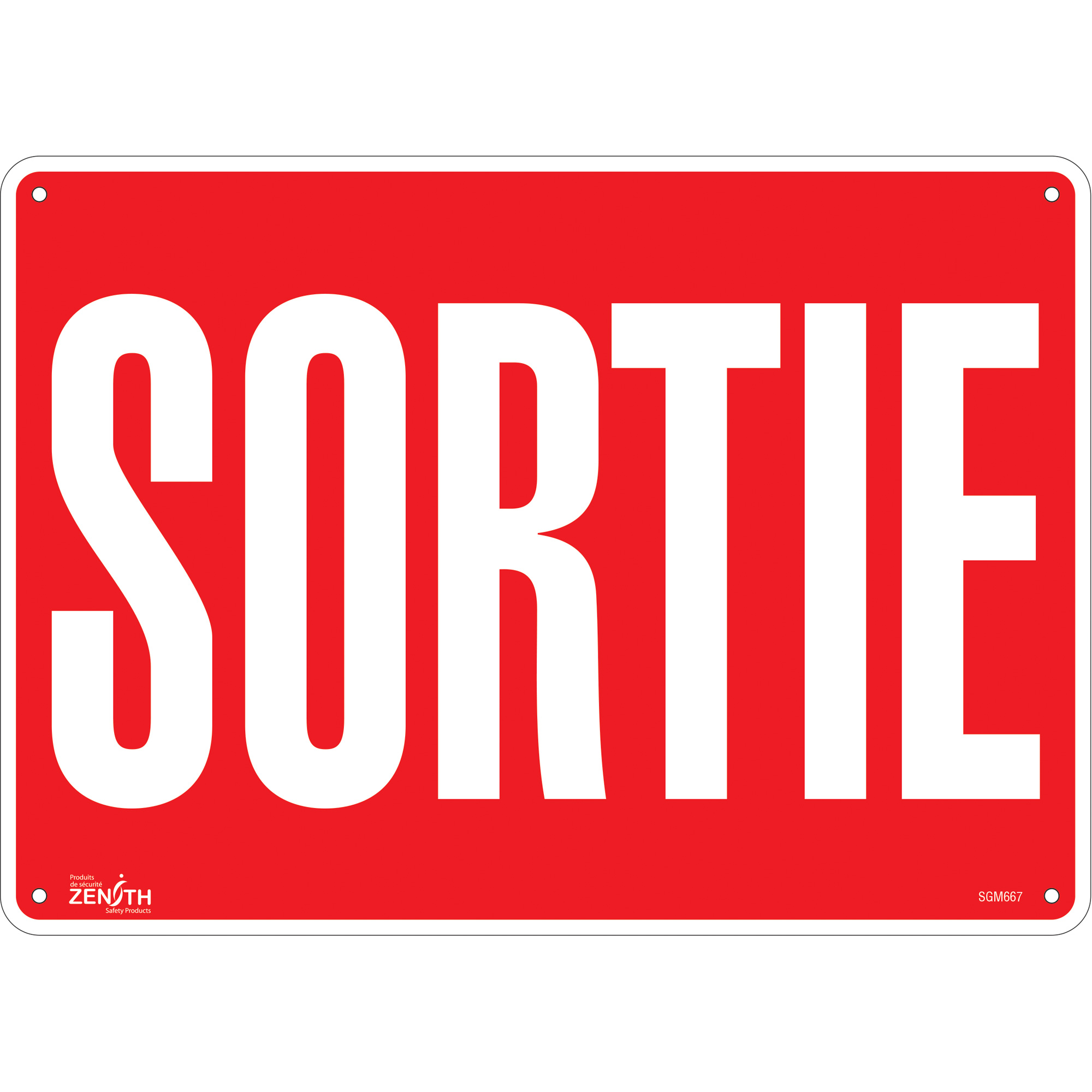 Enseigne «Sortie», 10" x 14", Aluminium, Français