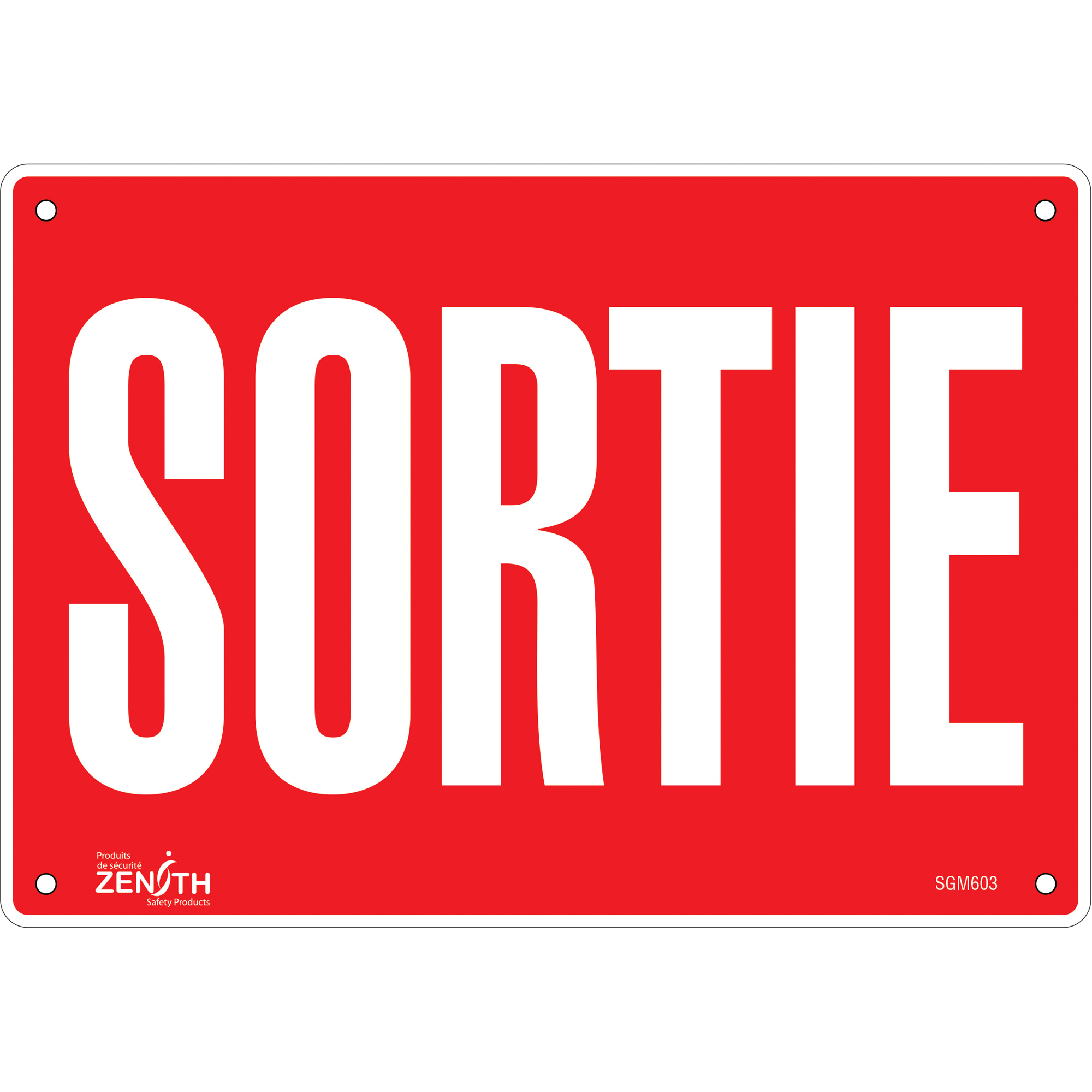 Enseigne «Sortie», 7" x 10", Aluminium, Français