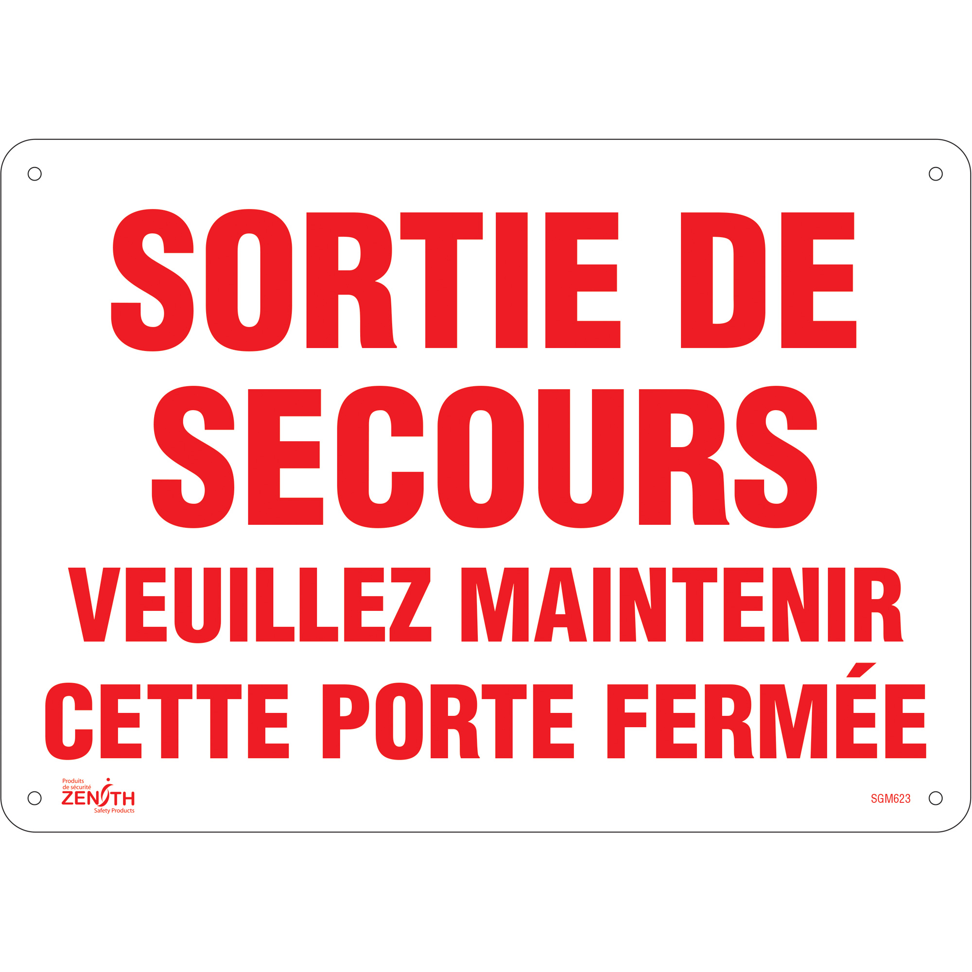 Enseigne «Sortie De Secours», 10" x 14", Plastique, Français