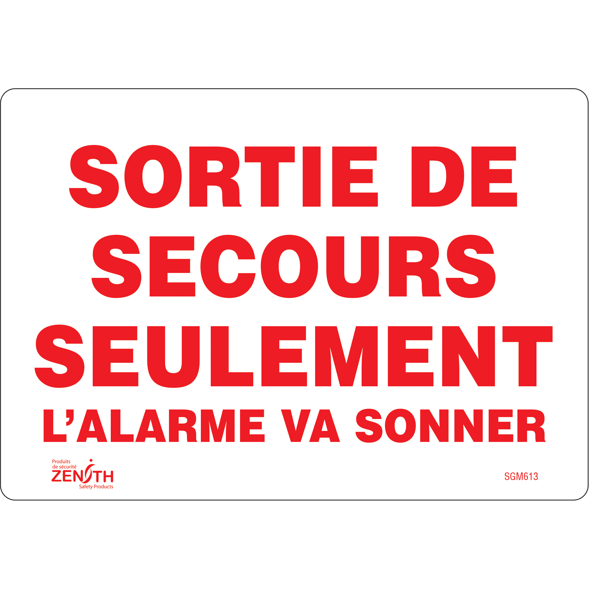 Enseigne «Sortie De Secours», 7" x 10", Vinyle, Français