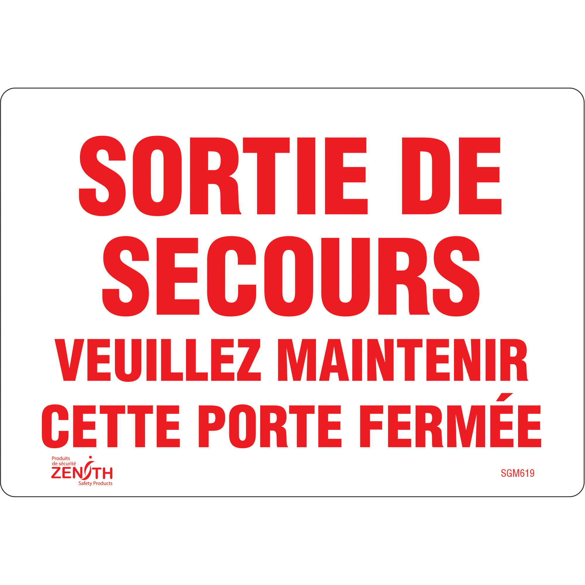 Enseigne «Sortie De Secours», 7" x 10", Vinyle, Français