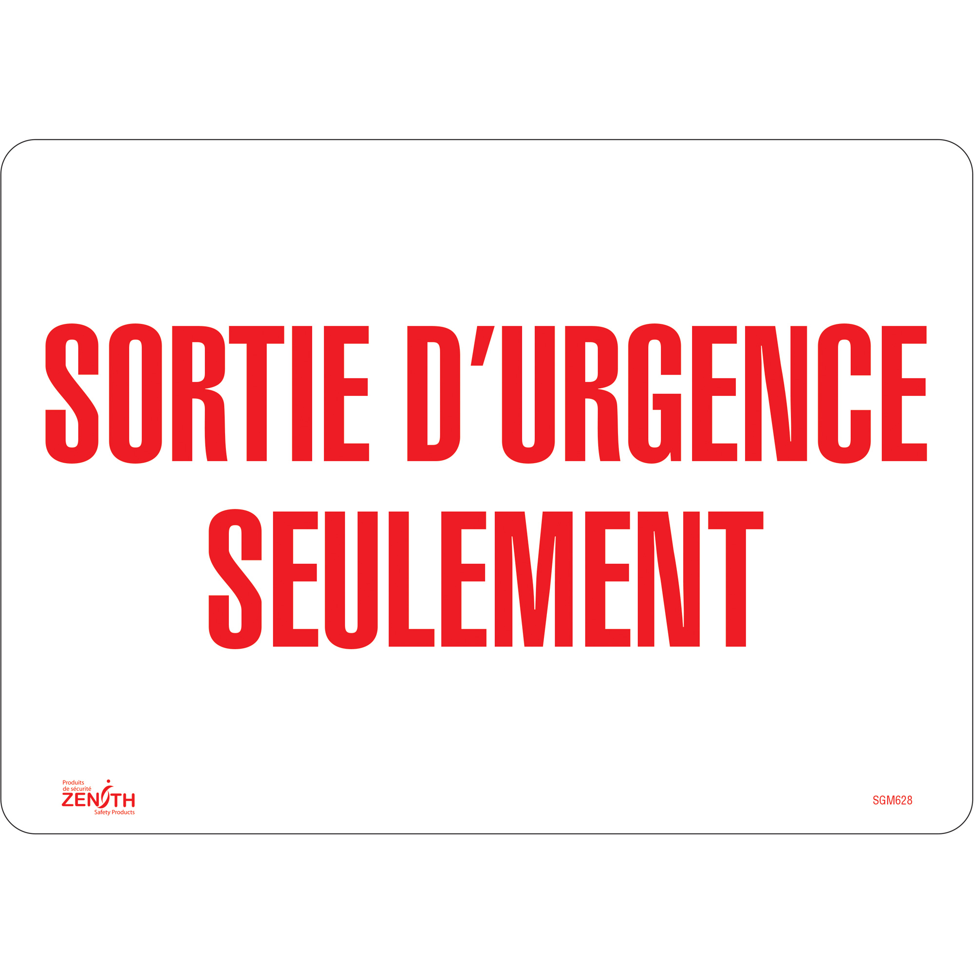 Enseigne «Sortie D'Urgence», 10" x 14", Vinyle, Français