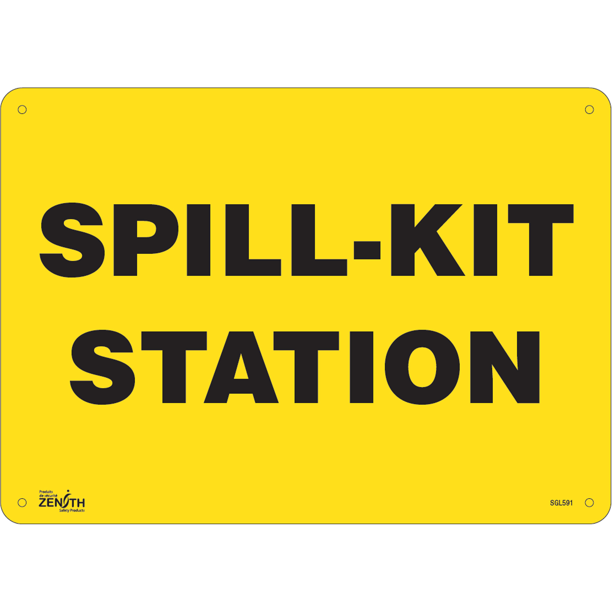 Enseigne «Spill Kit Station», 10" x 14", Plastique, Anglais