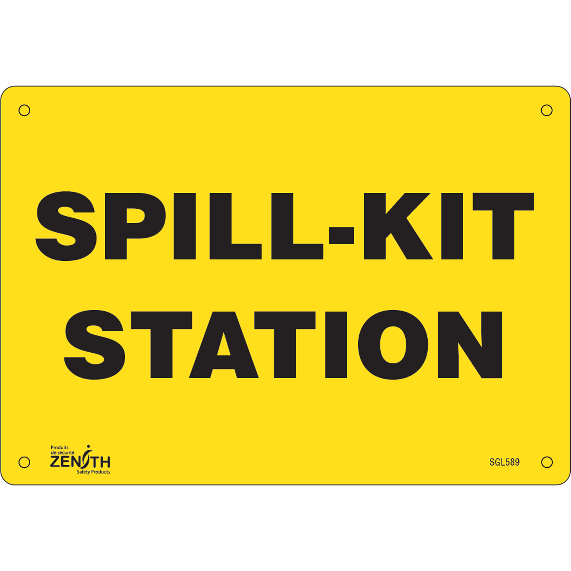 Enseigne «Spill Kit Station», 7" x 10", Aluminium, Anglais