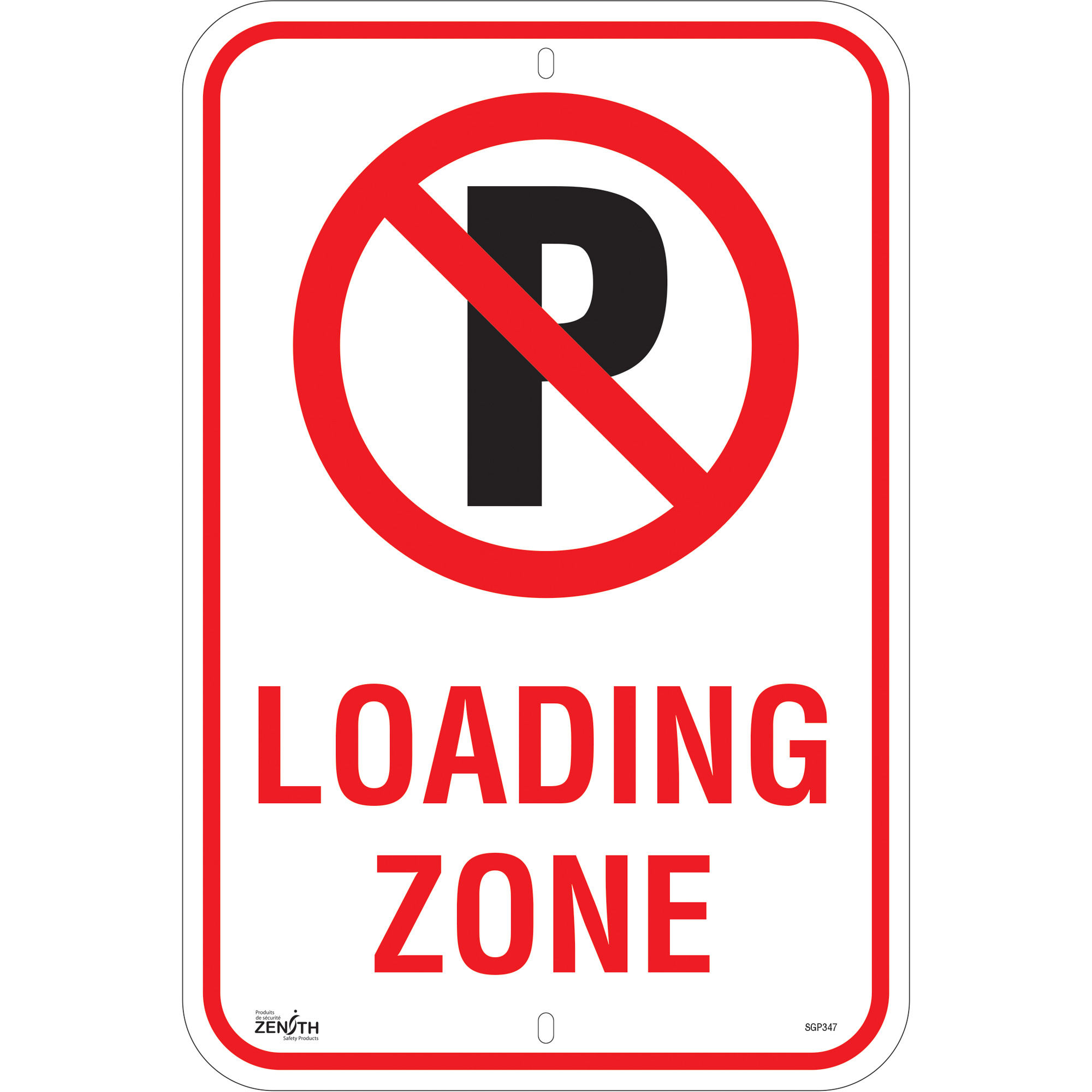 Enseigne Stationnement interdit «Loading Zone», 18" x 12", Aluminium, Anglais avec pictogramme