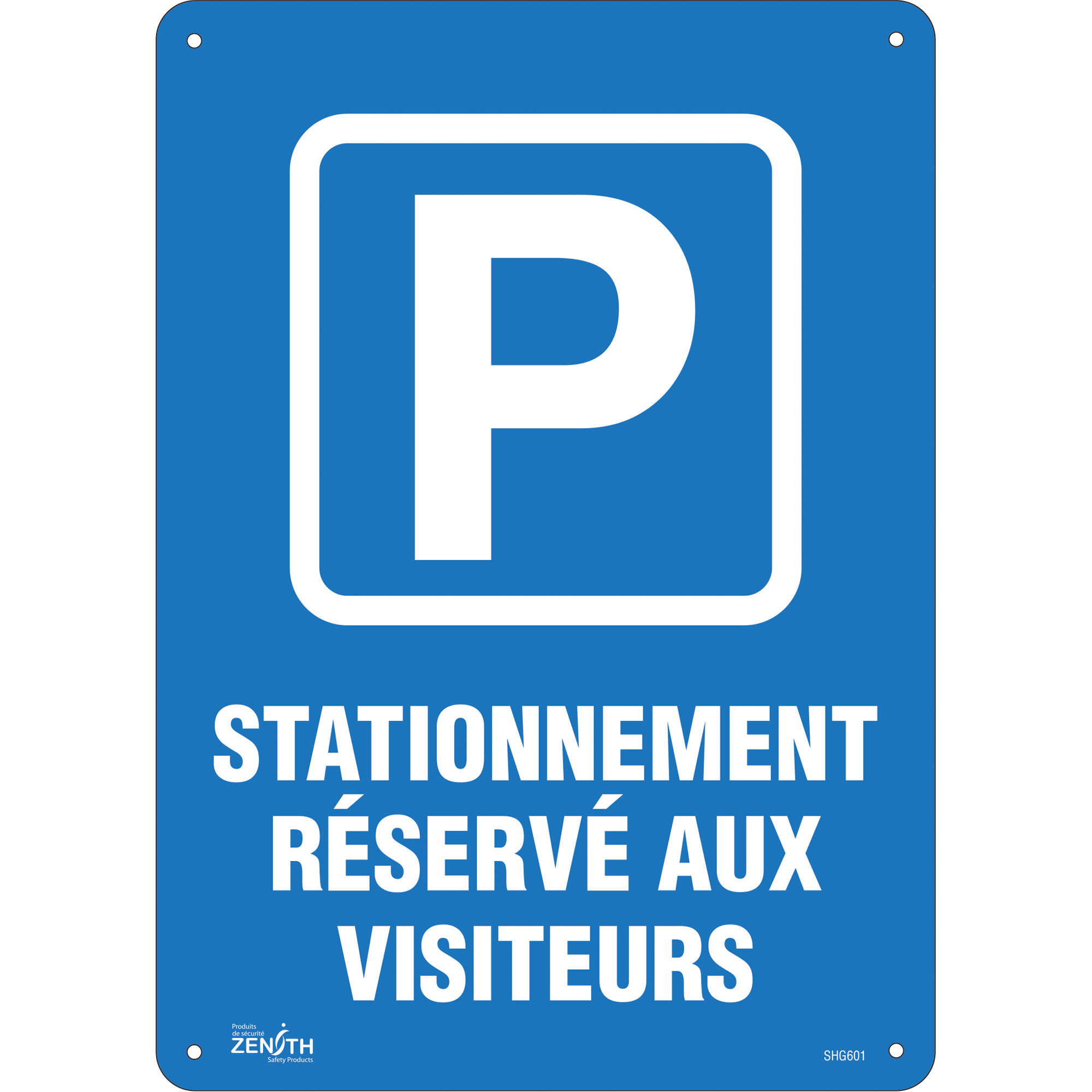 Enseigne « Stationnement réservé aux visiteurs », 10" x 14", Plastique, Français avec pictogramme