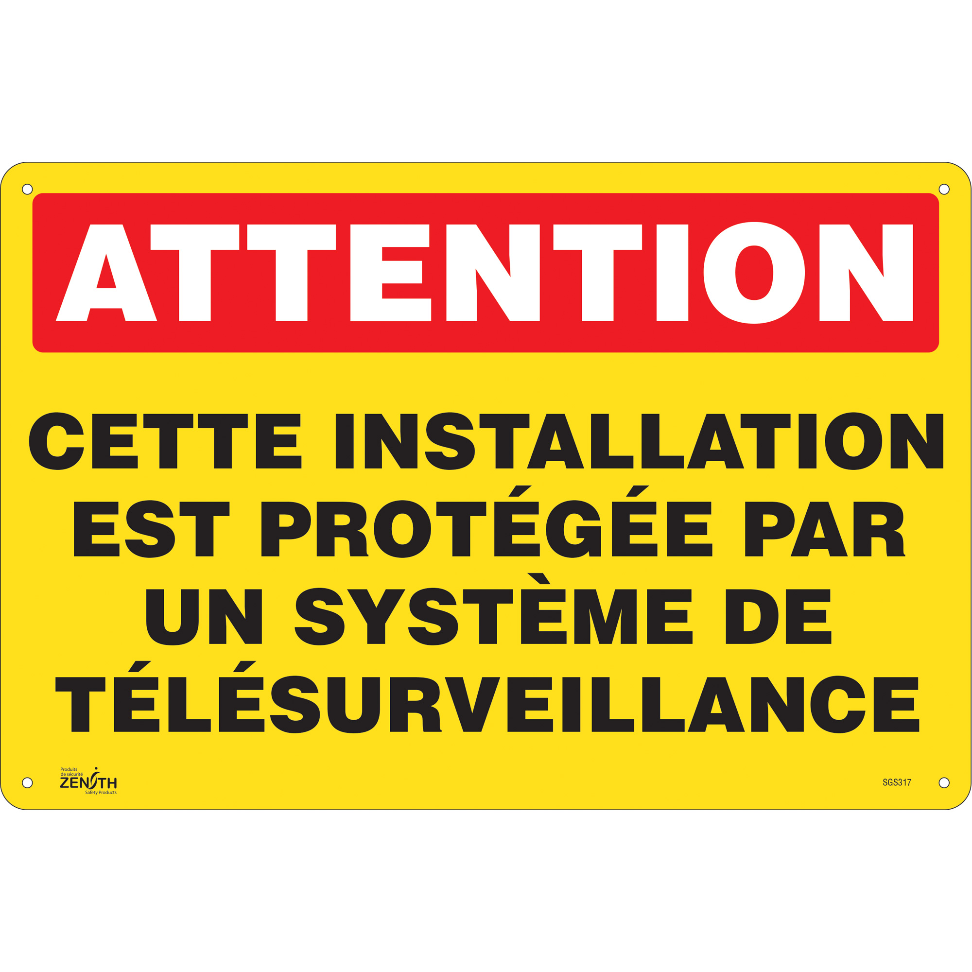 Enseigne «Système de télésurveillance», 12" x 18", Plastique, Français