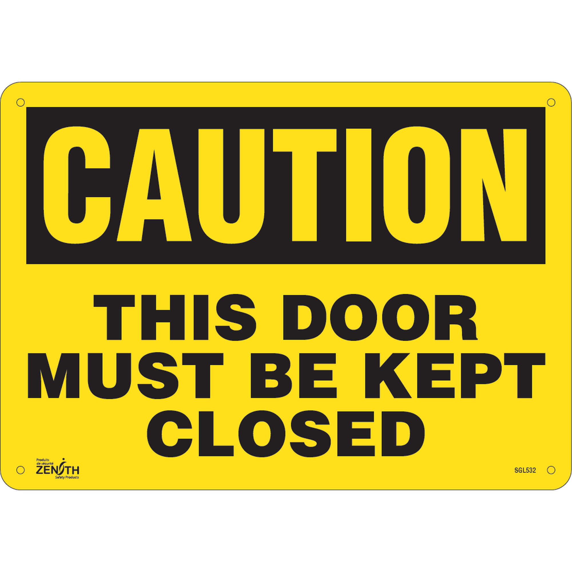 Enseigne «This Door Must Be Kept Closed», 10" x 14", Aluminium, Anglais
