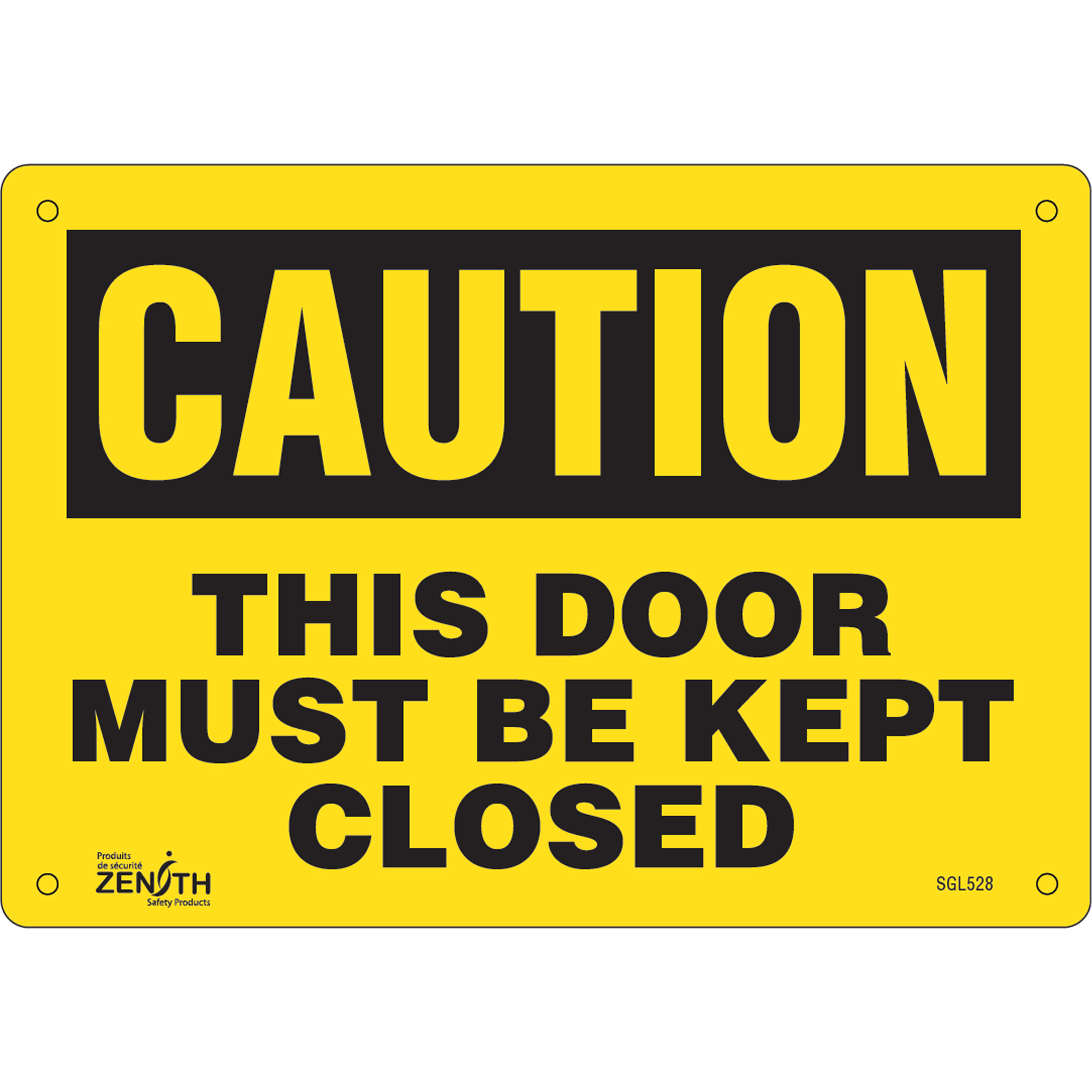 Enseigne «This Door Must Be Kept Closed», 7" x 10", Plastique, Anglais