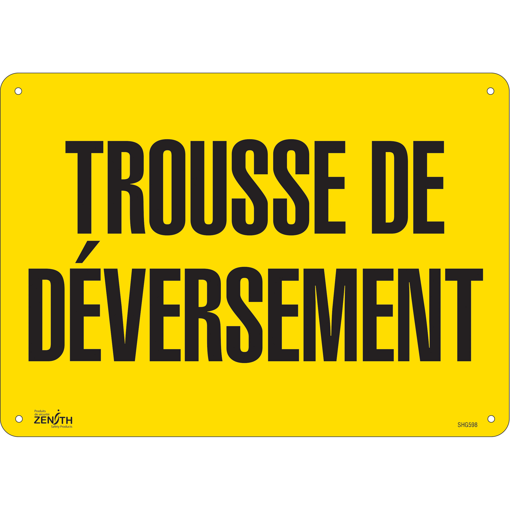 Enseigne « Trousse de déversement », 10" x 14", Plastique, Français