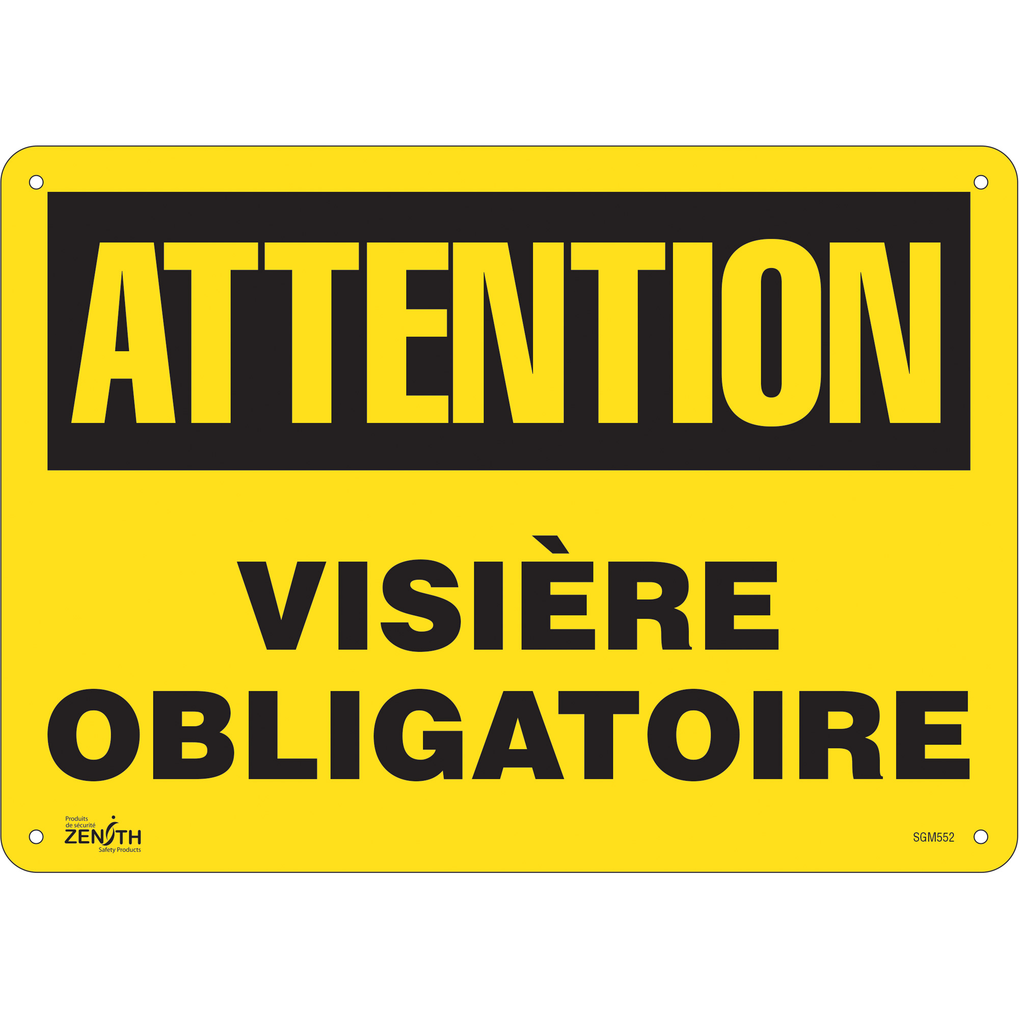 Enseigne «Visière Obligatoire», 10" x 14", Aluminium, Français