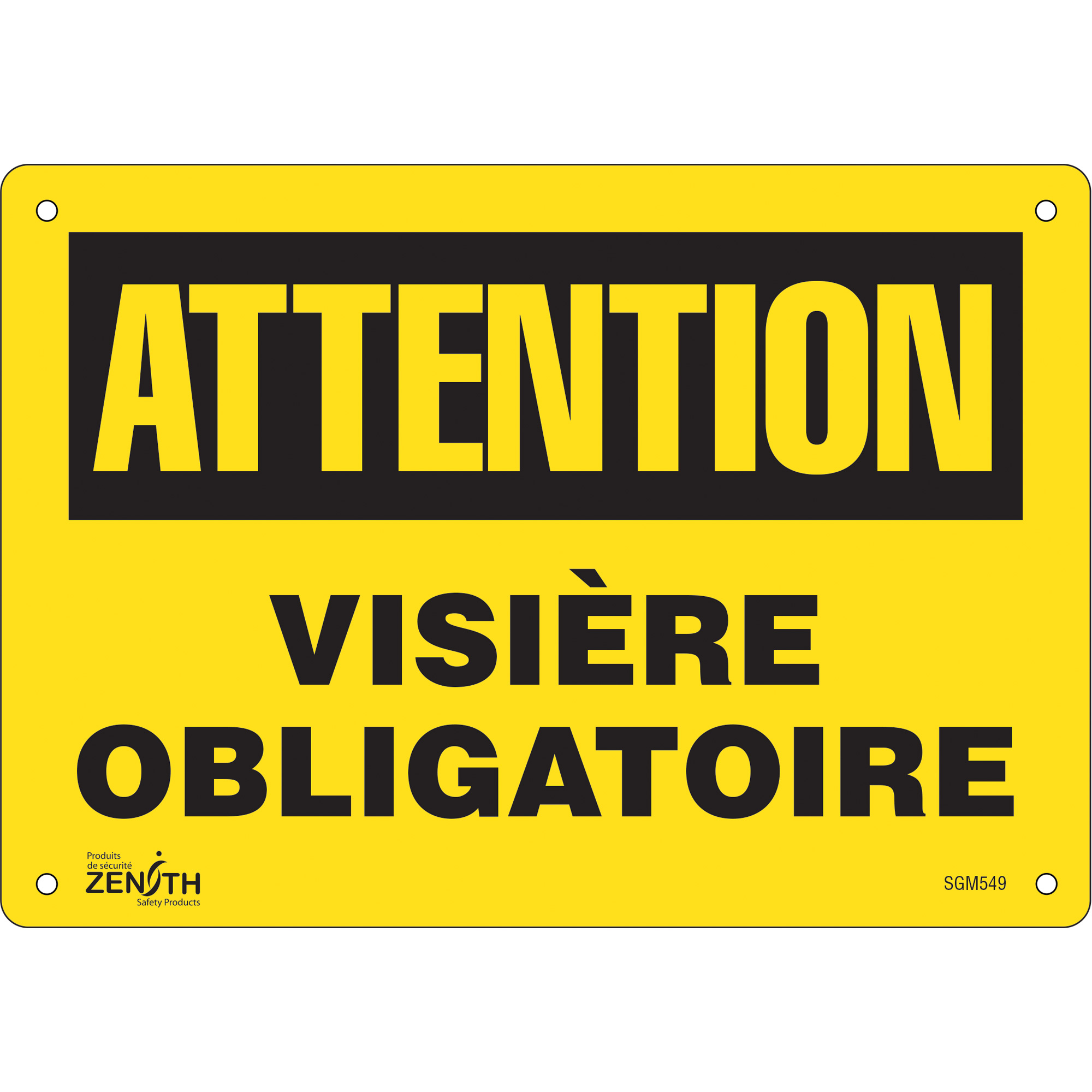Enseigne «Visière Obligatoire», 7" x 10", Aluminium, Français