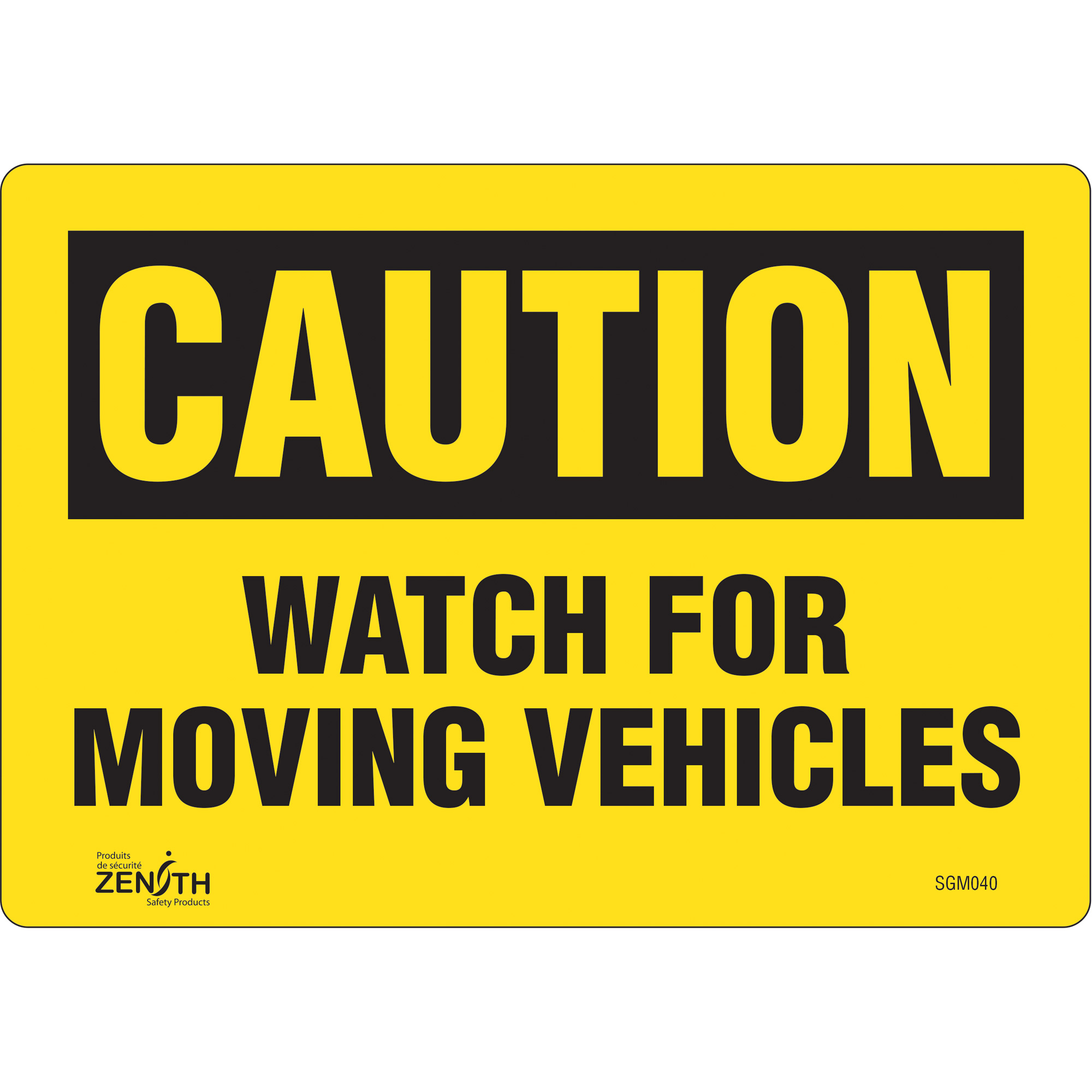 Enseigne «Watch For Moving Vehicles», 7" x 10", Vinyle, Anglais