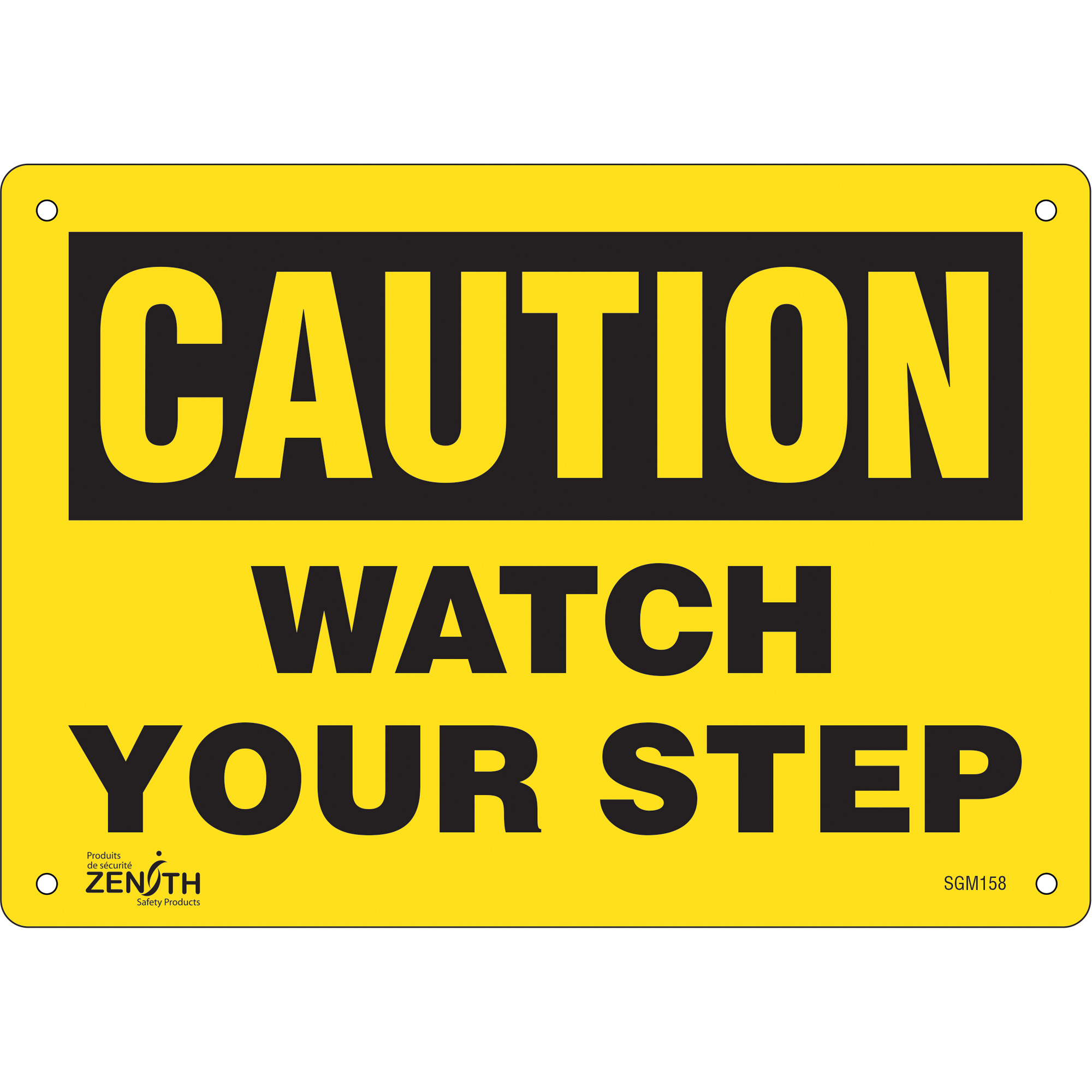 Enseigne «Watch Your Step», 7" x 10", Plastique, Anglais