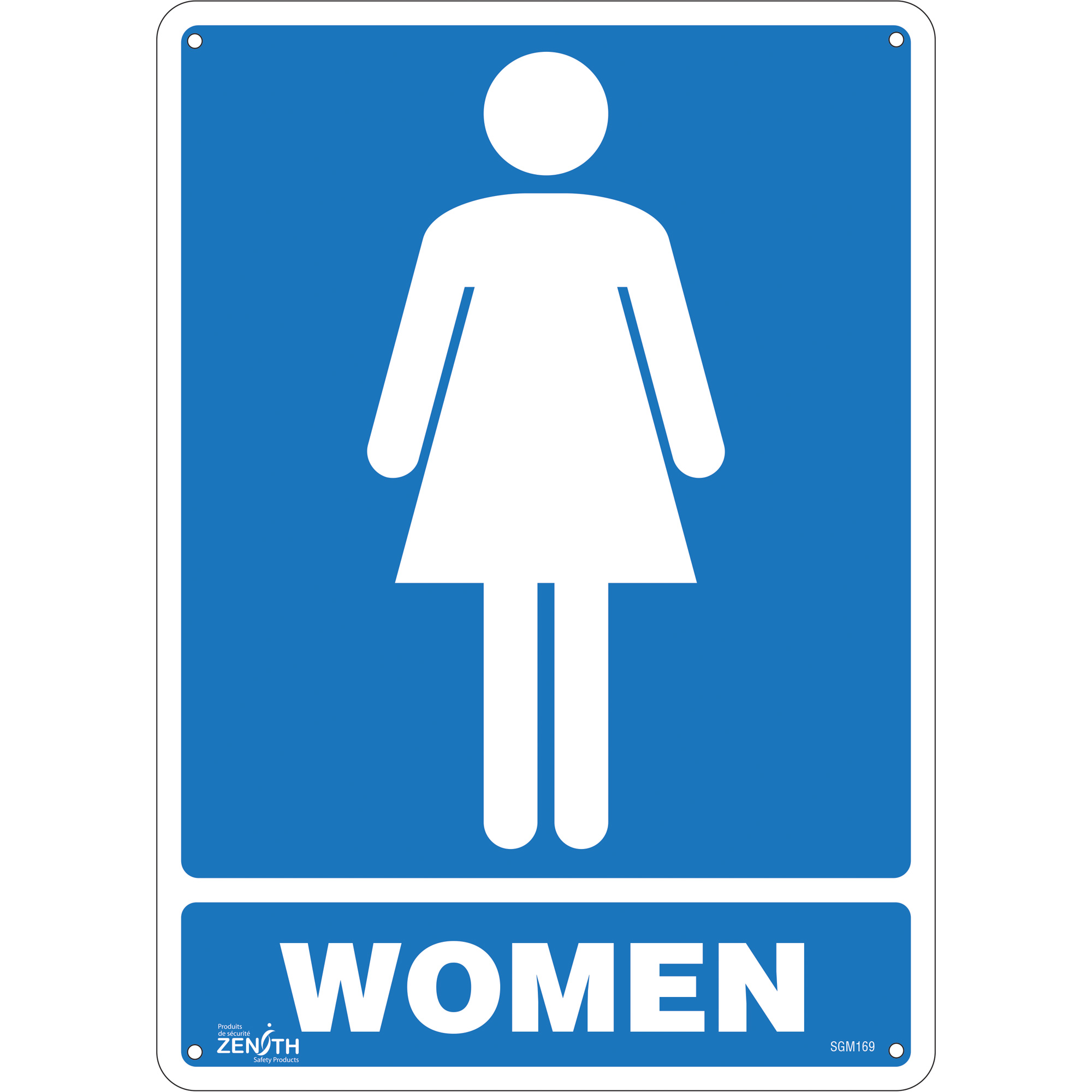 Enseigne «Women», 14" x 10", Plastique, Anglais avec pictogramme