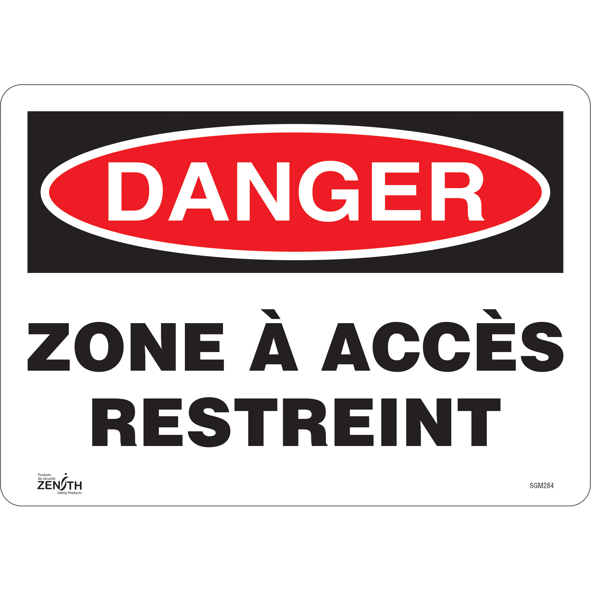 Enseigne «Zone à Accès Restreint», 10" x 14", Vinyle, Français