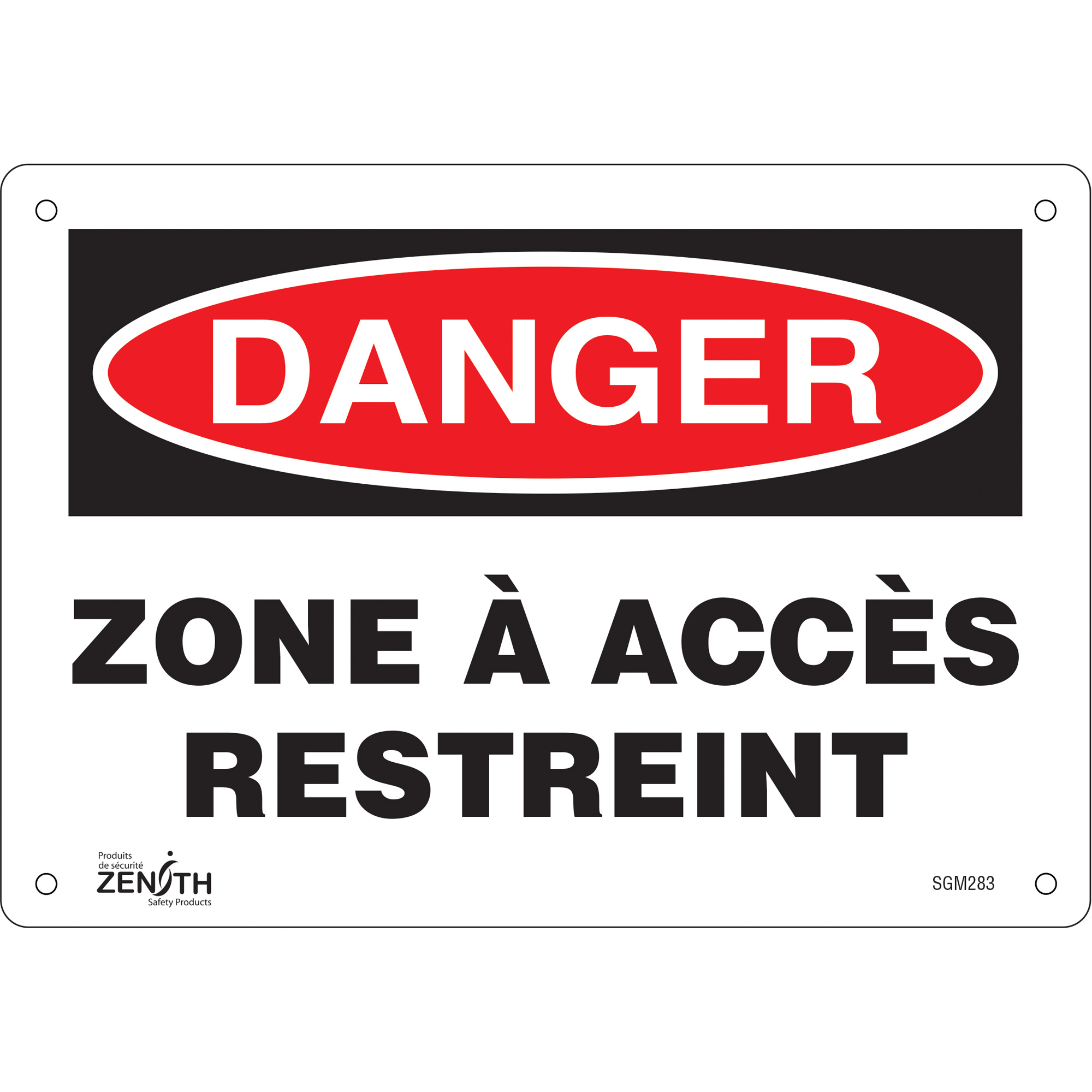 Enseigne «Zone à Accès Restreint», 7" x 10", Aluminium, Français