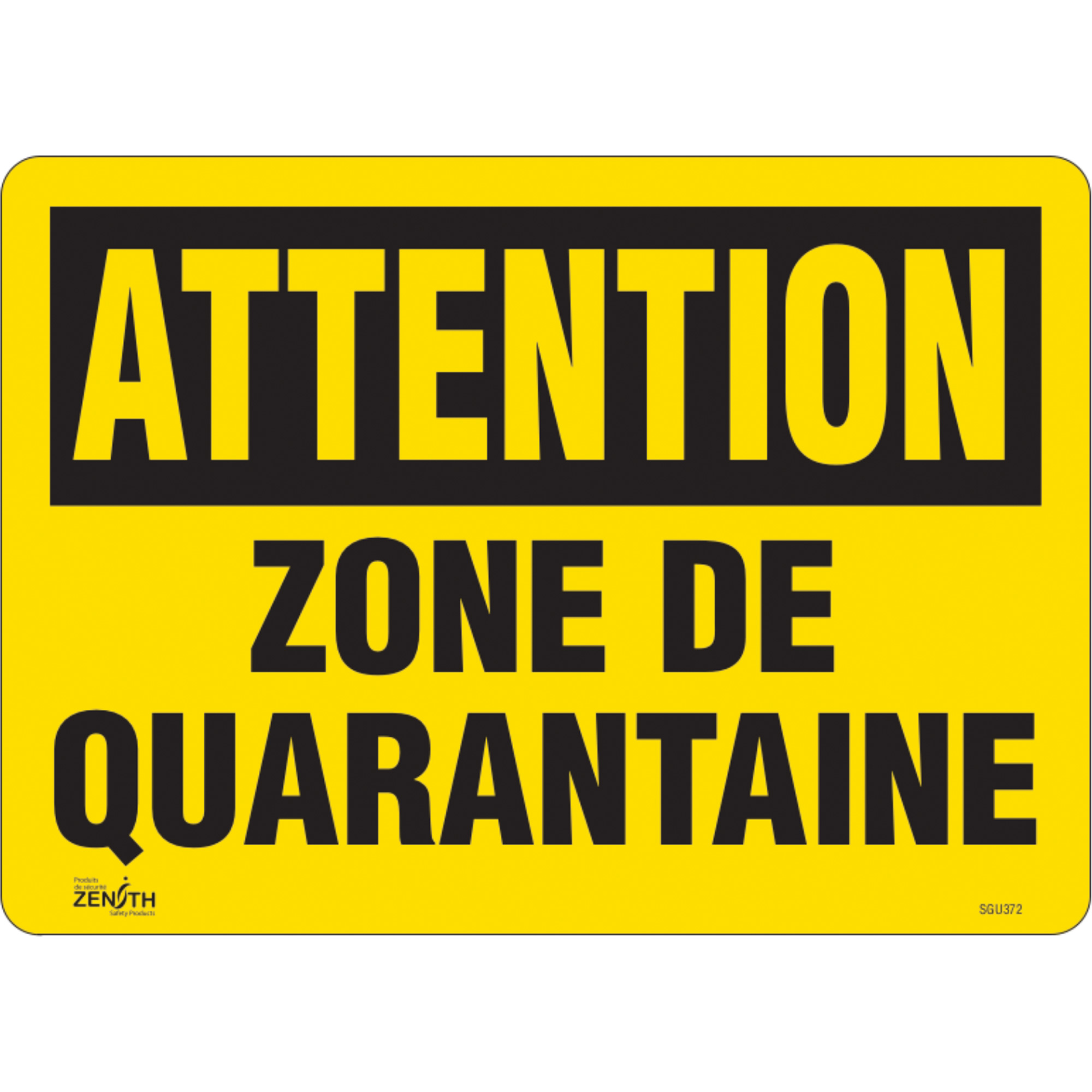Enseigne « Zone de quarantaine », 10" x 14", Vinyle, Français