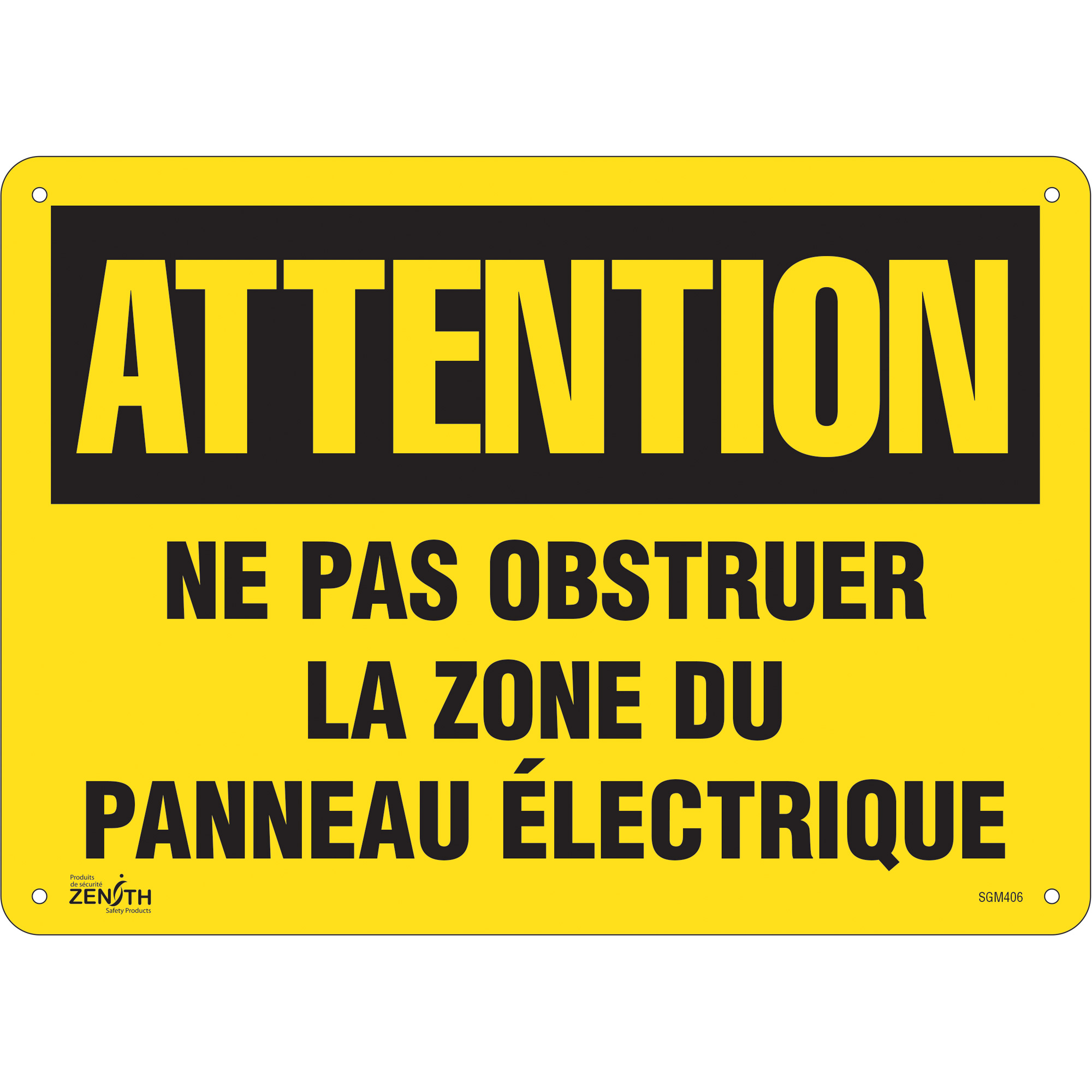 Enseigne «Zone du Panneau Électrique», 10" x 14", Aluminium, Français