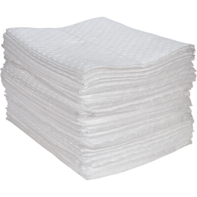 Feuilles absorbantes en fibres fines de première qualité, Huile seulement, 15" x 17", 30 gal. d'absorption