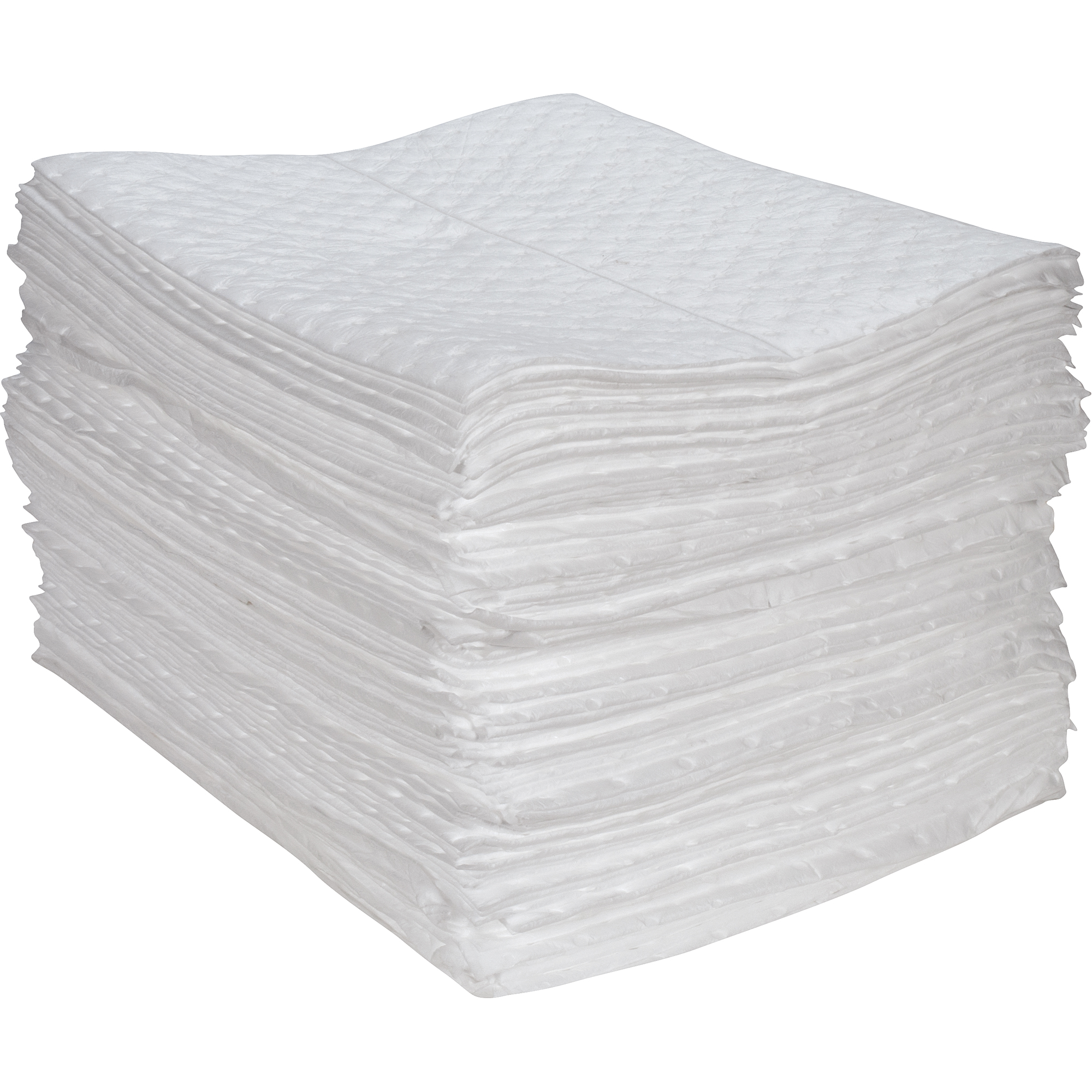 Feuilles absorbantes en fibres fines de première qualité, Huile seulement, 15" x 17", 30 gal. d'absorption