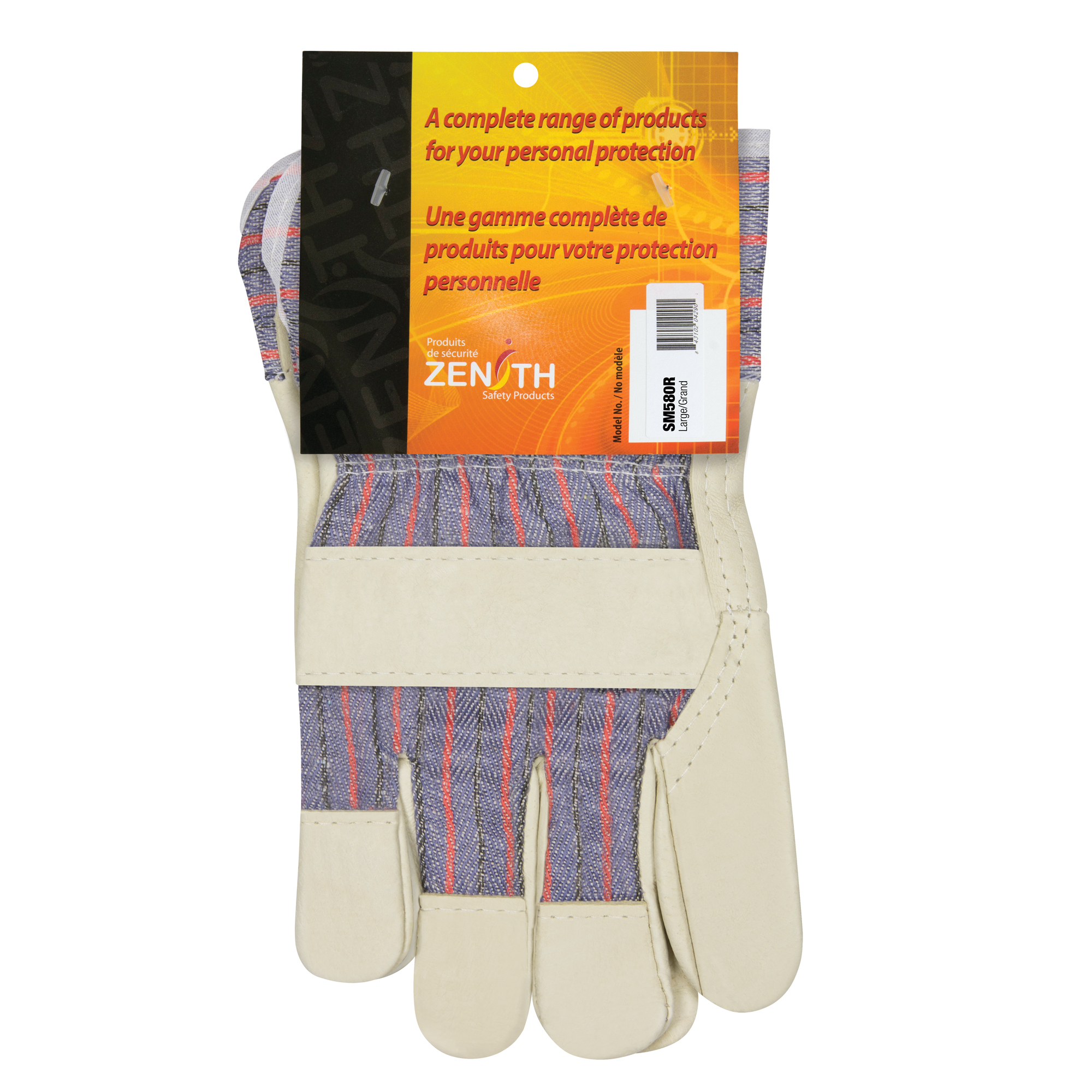 Gant pour ajusteur confortable résistant à l'abrasion, Grand, Paume en Cuir fleur de porc, Doublure en Coton