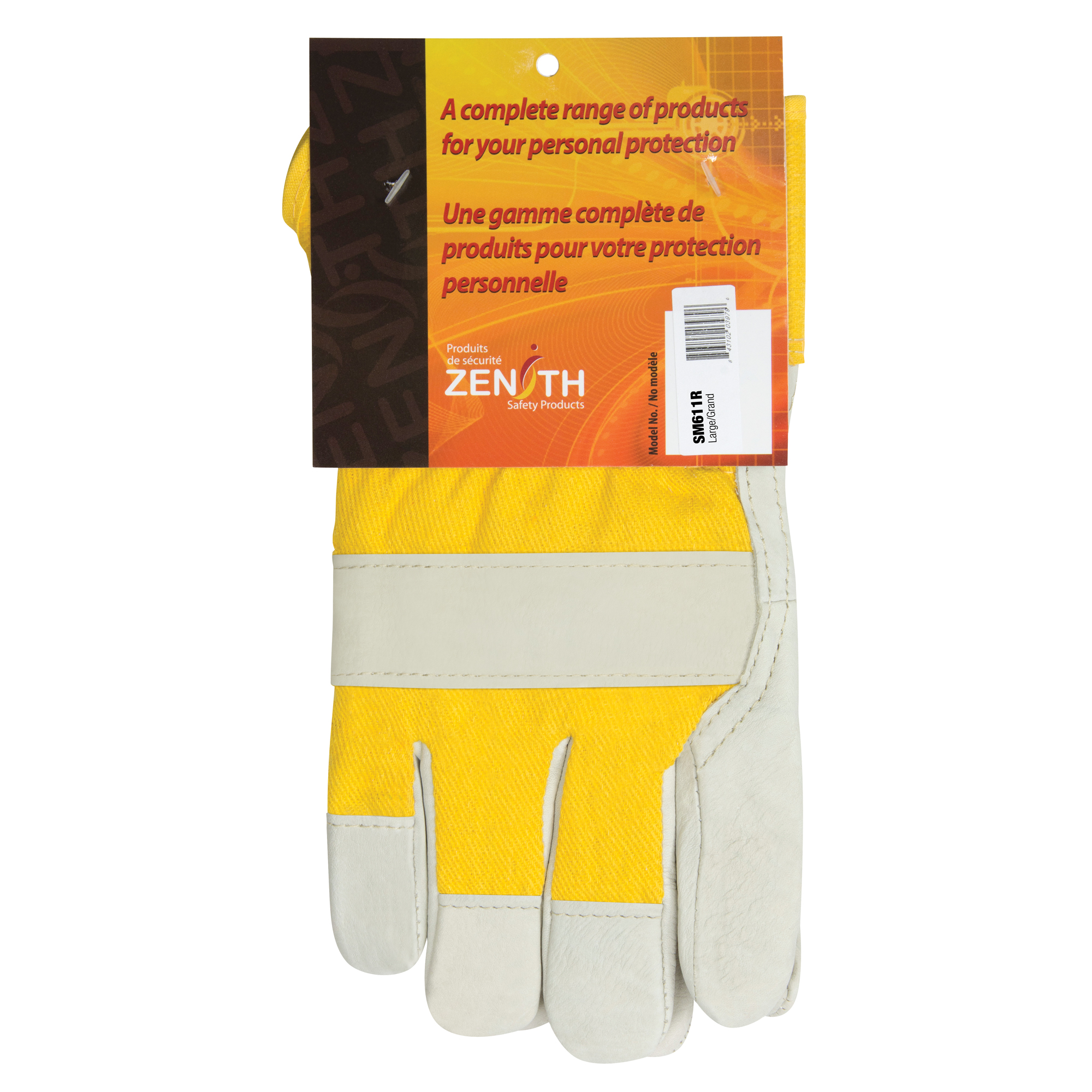 Gant pour ajusteur doublés pour l'hiver résistant à l'abrasion, Grand, Paume en Cuir fleur de vache, Doublure en Molleton de mousse
