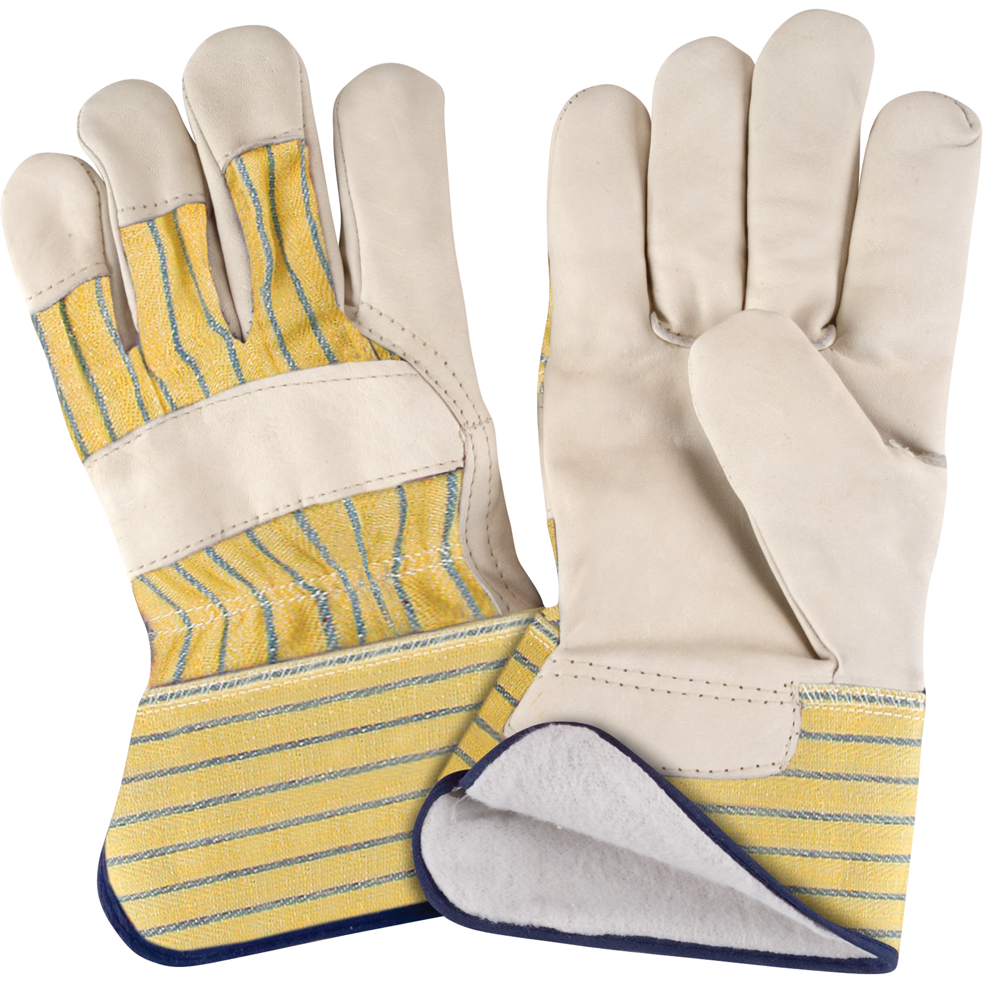 Gant pour ajusteur doublés pour l'hiver résistant à l'abrasion, T-Grand, Paume en Cuir fleur de vache, Doublure en Molleton de coton
