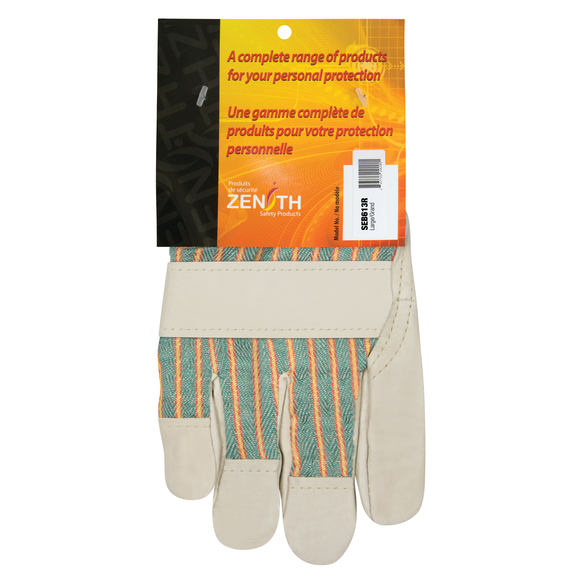 Gant pour le travail doublés pour l'hiver résistant à l'abrasion, Grand, Paume en Cuir fleur de vache, Doublure en Molleton de coton