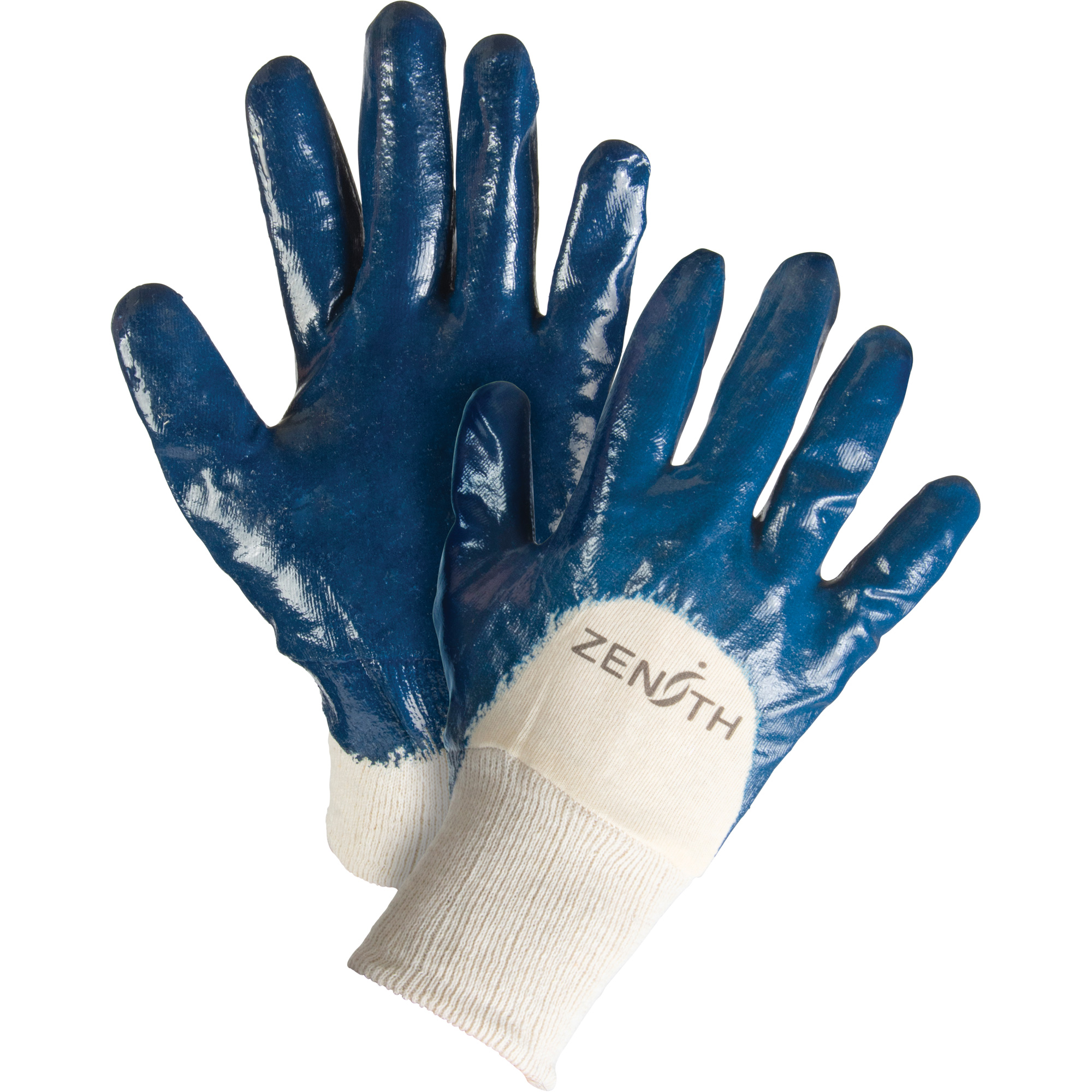 Gants à doublure interlock de poids moyen, 9/Grand, Rêvetement Nitrile, Enveloppe en Coton