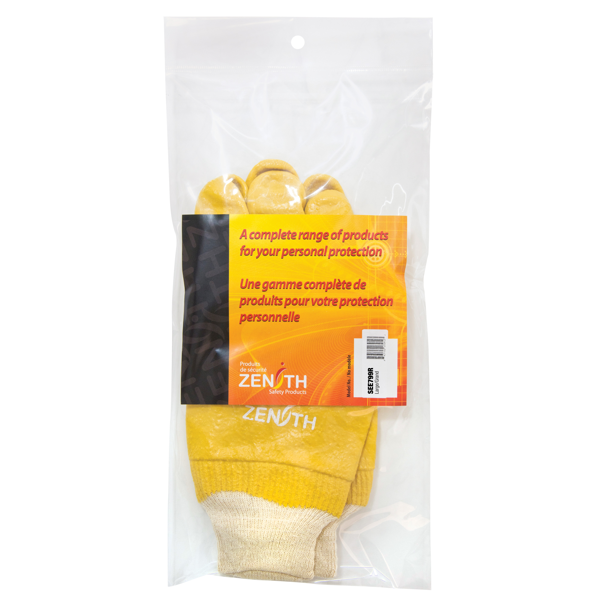 Gants à fini rugueux et résistants aux produits chimiques, Taille 9, 10" lo, PVC, Doublure en Interlock, Poids lourd
