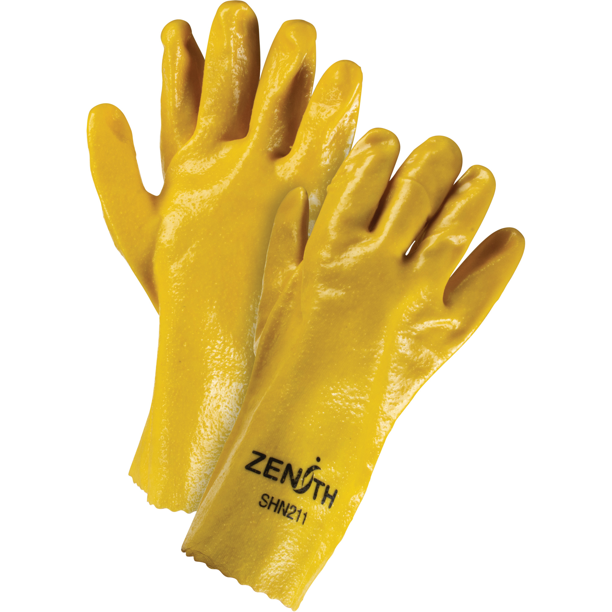 Gants à fini rugueux et résistants aux produits chimiques, Taille 9, 12" lo, PVC, Doublure en Interlock, 47-mil