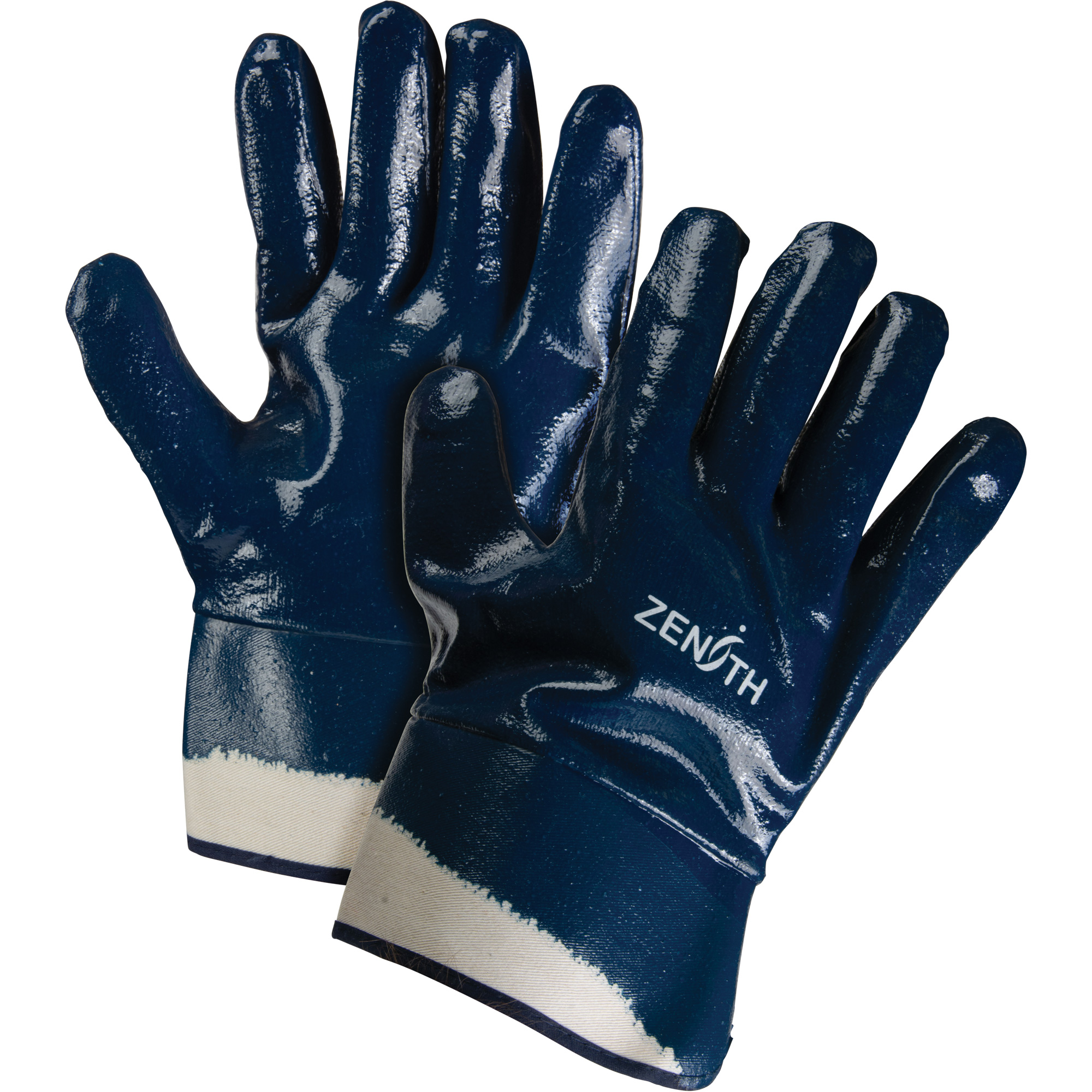 Gants à poignet de sécurité de poids lourd, 10/T-Grand, Rêvetement Nitrile, Enveloppe en Coton