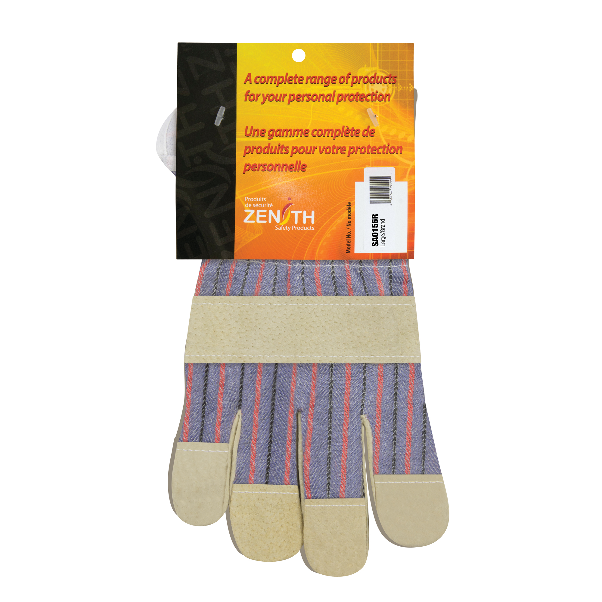 Gants d'ajusteur à confort supérieur, Grand, Paume en Cuir de porc refendu, Doublure en Coton