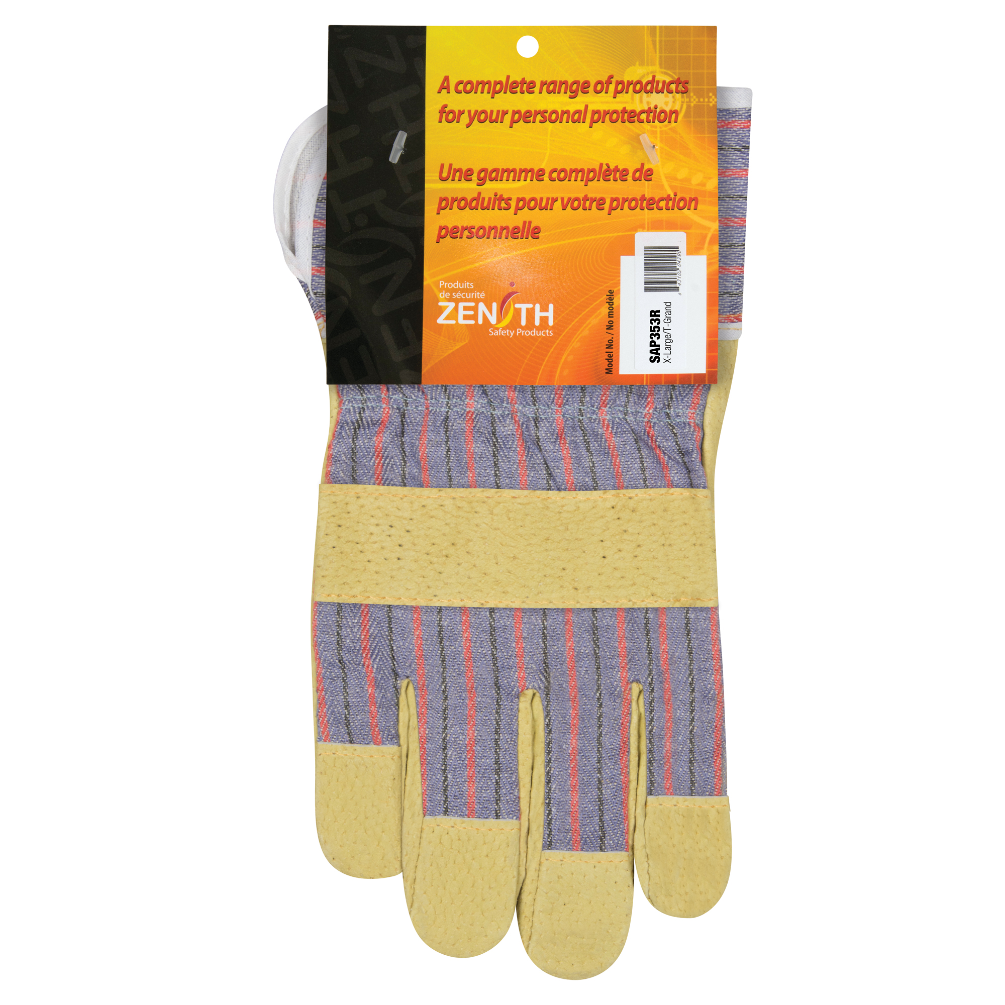 Gants d'ajusteur à confort supérieur, T-Grand, Paume en Cuir de porc refendu, Doublure en Coton