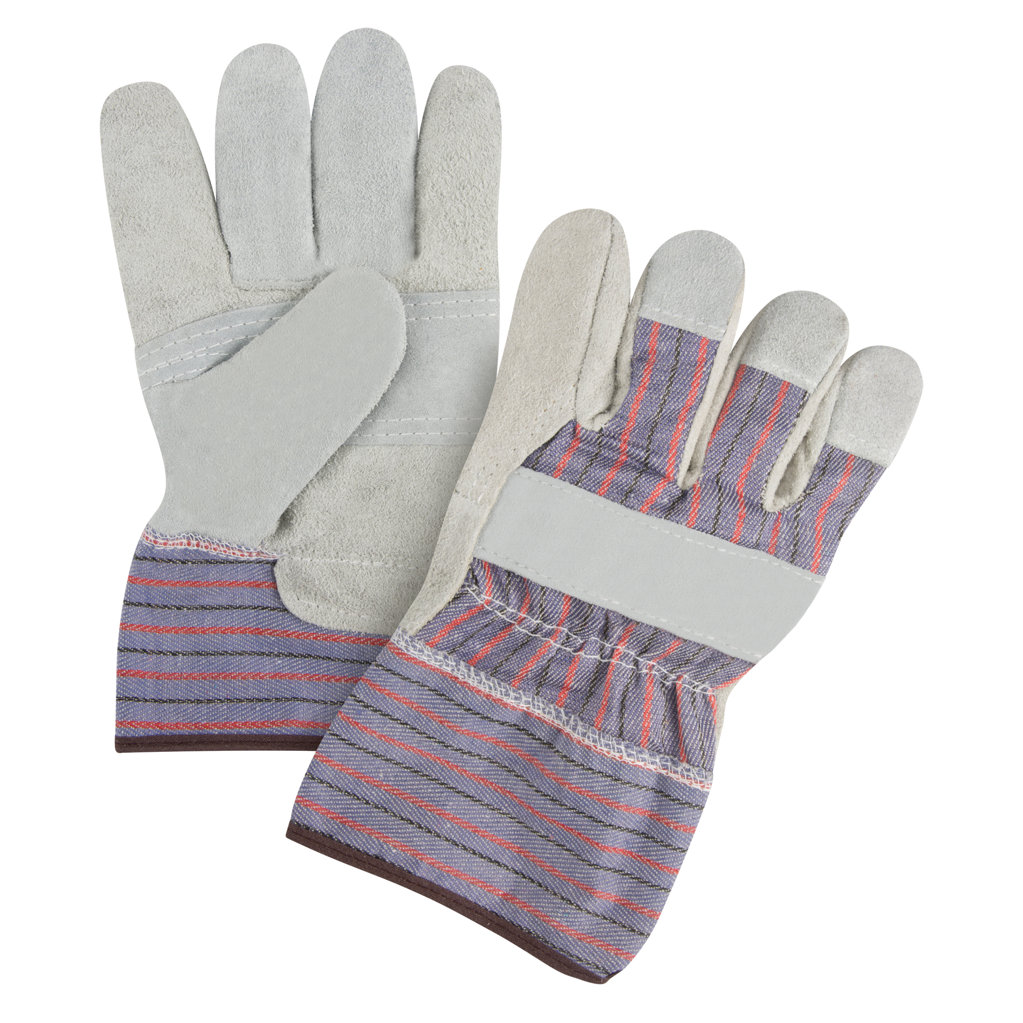 Gants d'ajusteur à paume renforcée de première qualité, Grand, Paume en Cuir de vache refendu, Doublure en Coton