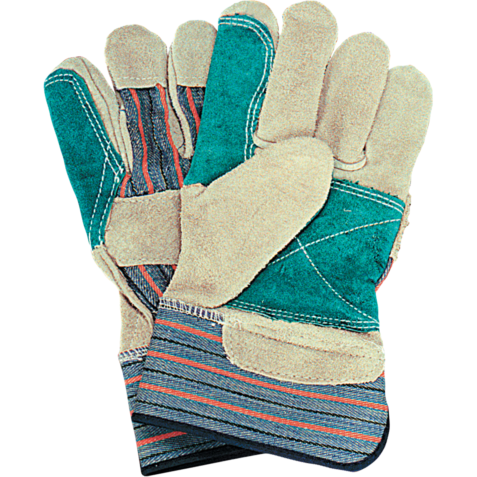 Gants d'ajusteur avec paume double, Grand, Paume en Cuir de vache refendu, Doublure en Coton