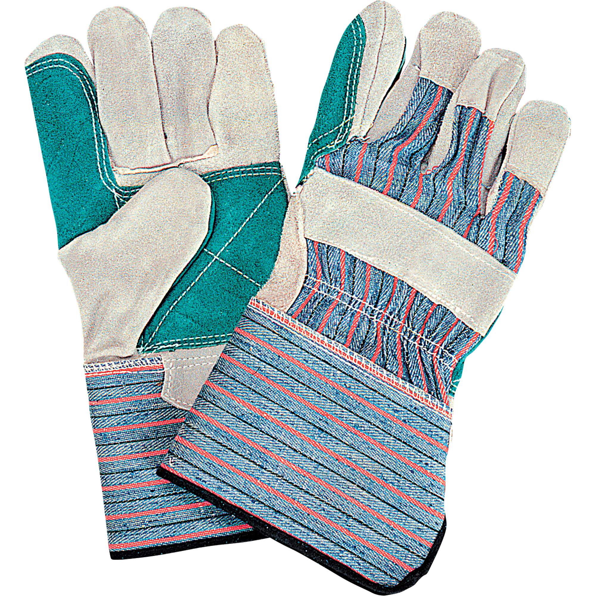 Gants d'ajusteur de qualité standard à paume double, Grand, Paume en Cuir de vache refendu, Doublure en Coton