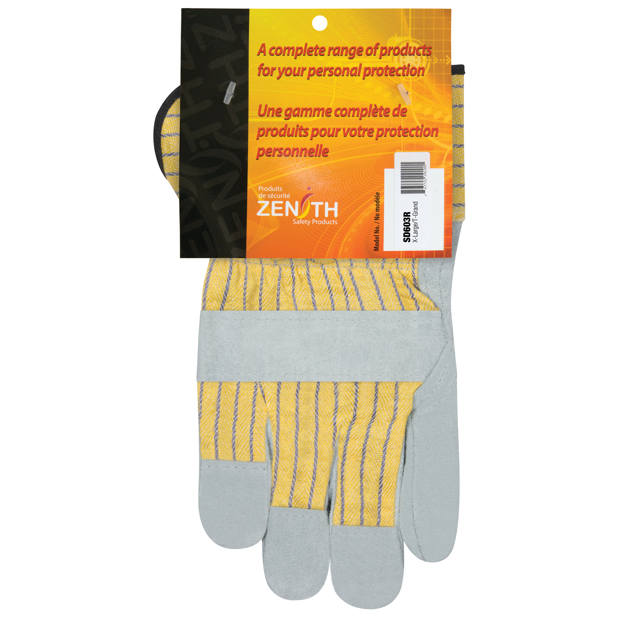 Gants d'ajusteur de qualité supérieure, T-Grand, Paume en Cuir de vache refendu, Doublure en Coton