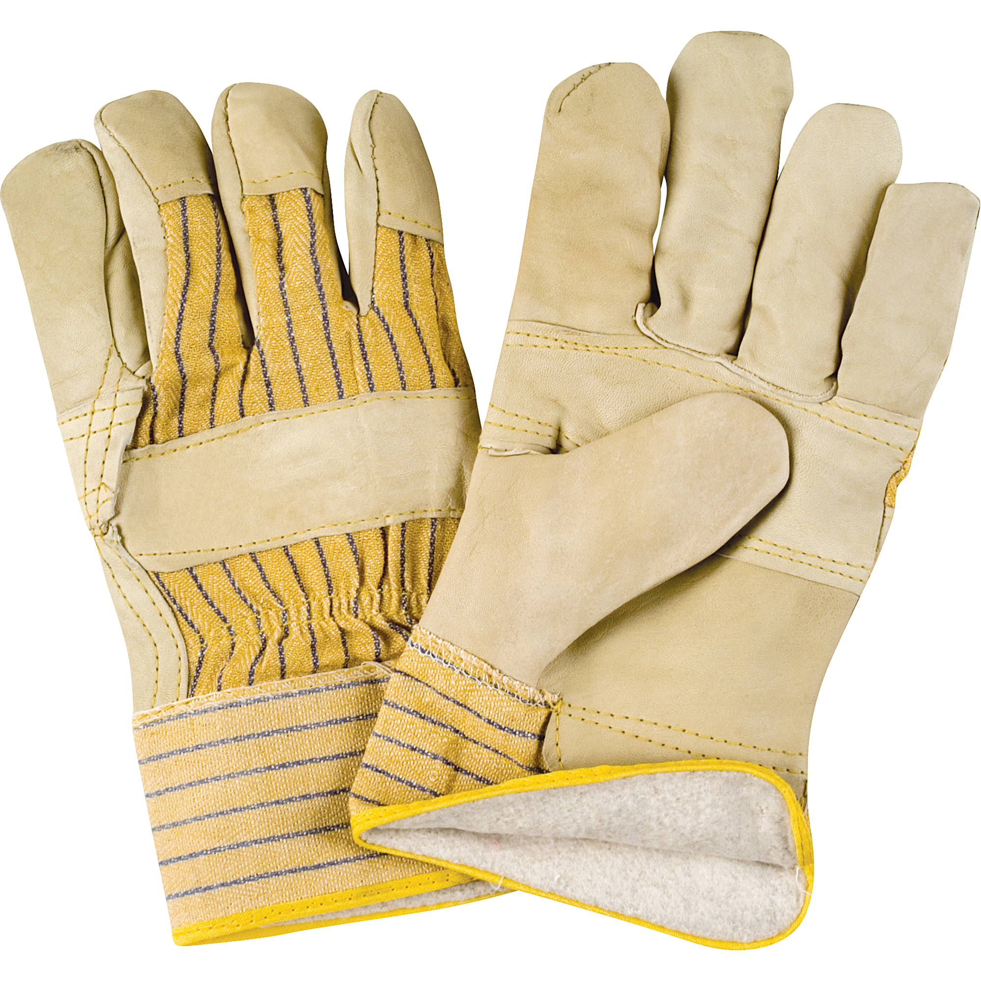 Gants d'ajusteur doublés pour l'hiver à paume renforcée, 2T-Grand, Paume en Cuir fleur de vache, Doublure en Molleton de coton